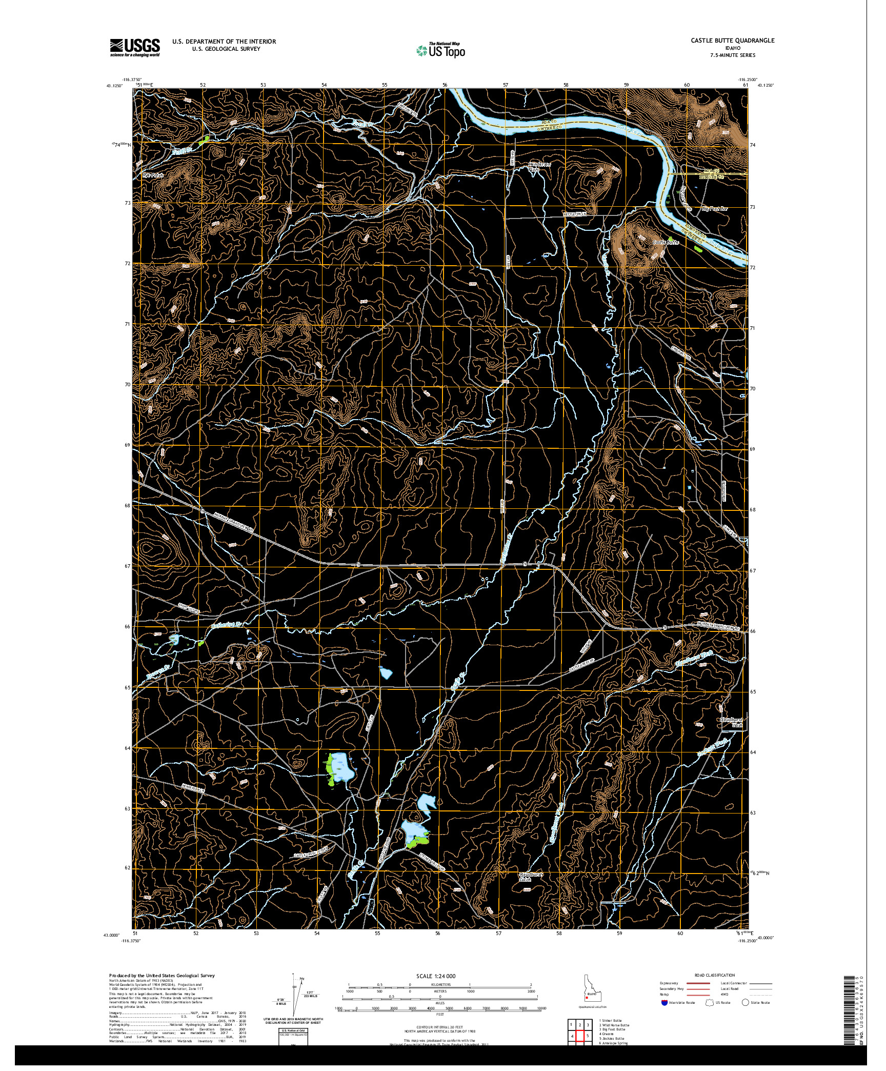 USGS US TOPO 7.5-MINUTE MAP FOR CASTLE BUTTE, ID 2020