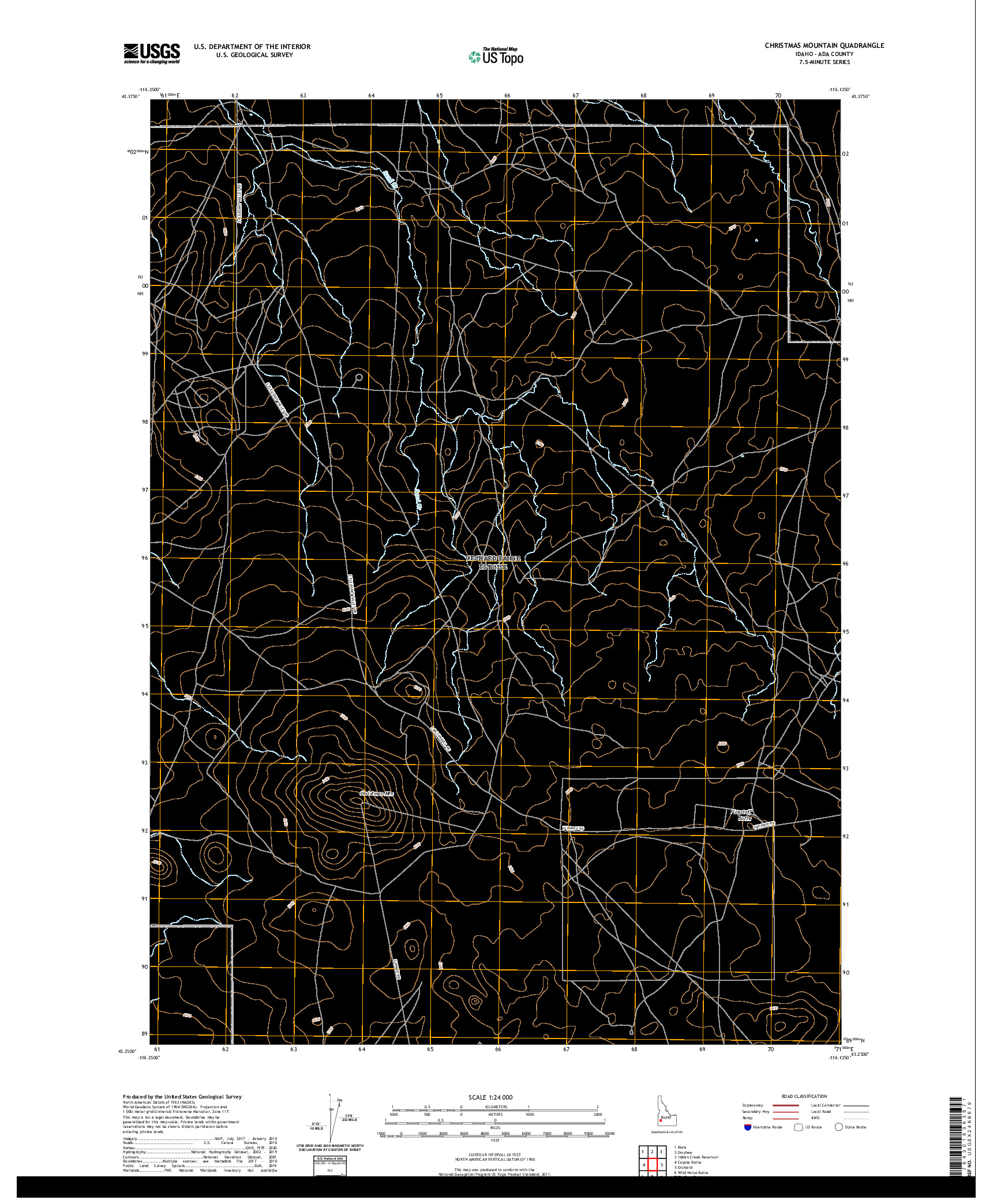 USGS US TOPO 7.5-MINUTE MAP FOR CHRISTMAS MOUNTAIN, ID 2020