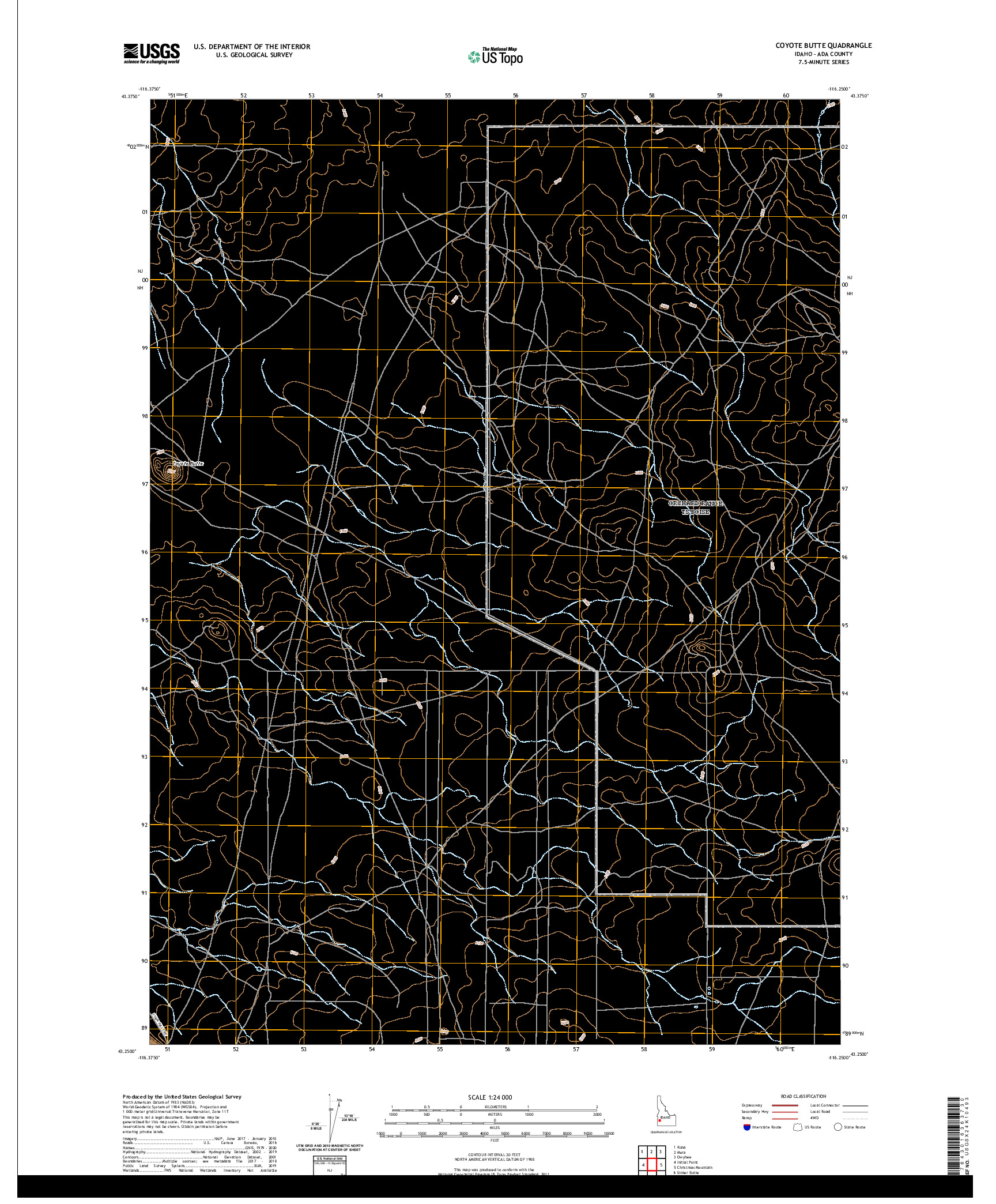 USGS US TOPO 7.5-MINUTE MAP FOR COYOTE BUTTE, ID 2020