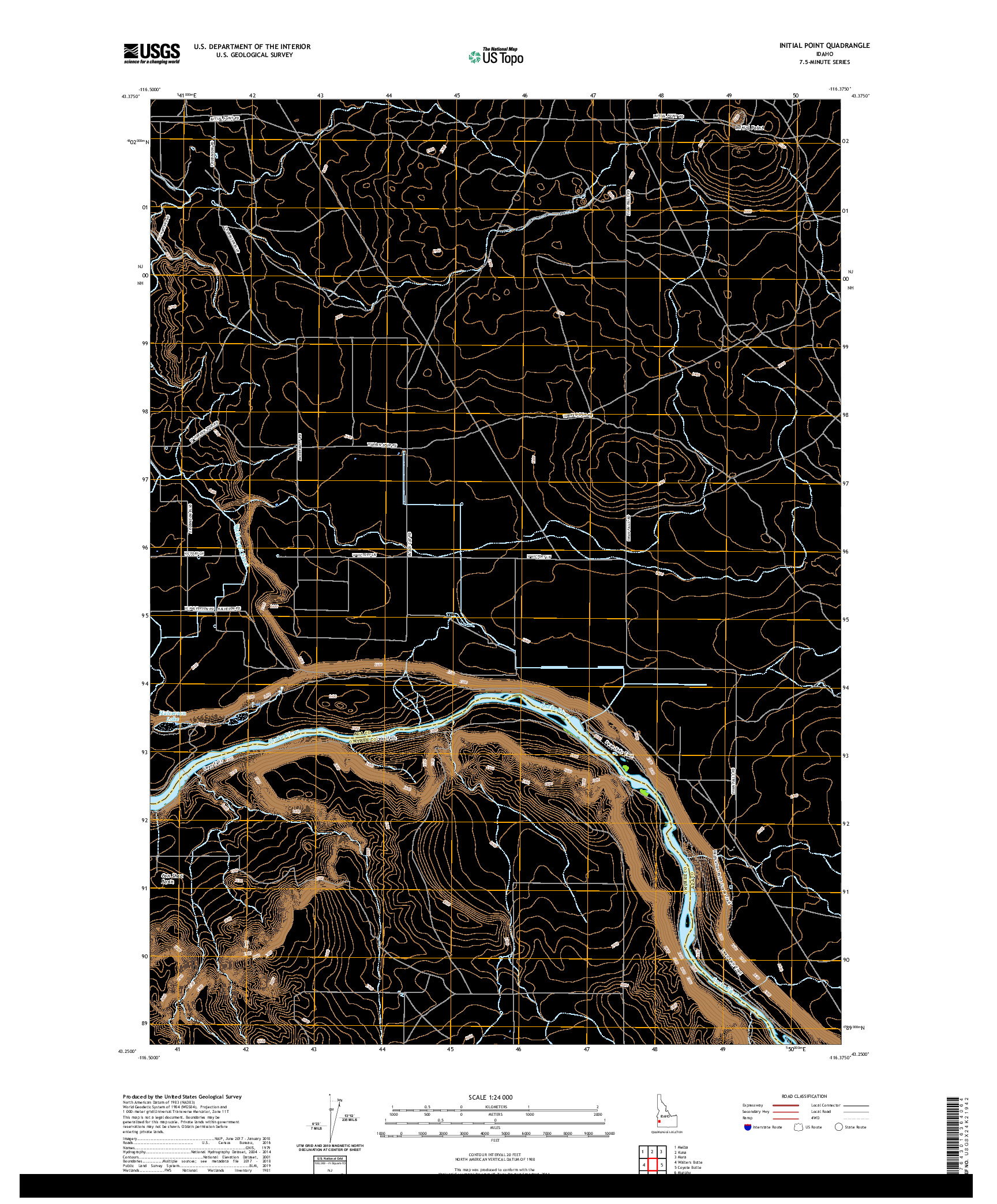 USGS US TOPO 7.5-MINUTE MAP FOR INITIAL POINT, ID 2020