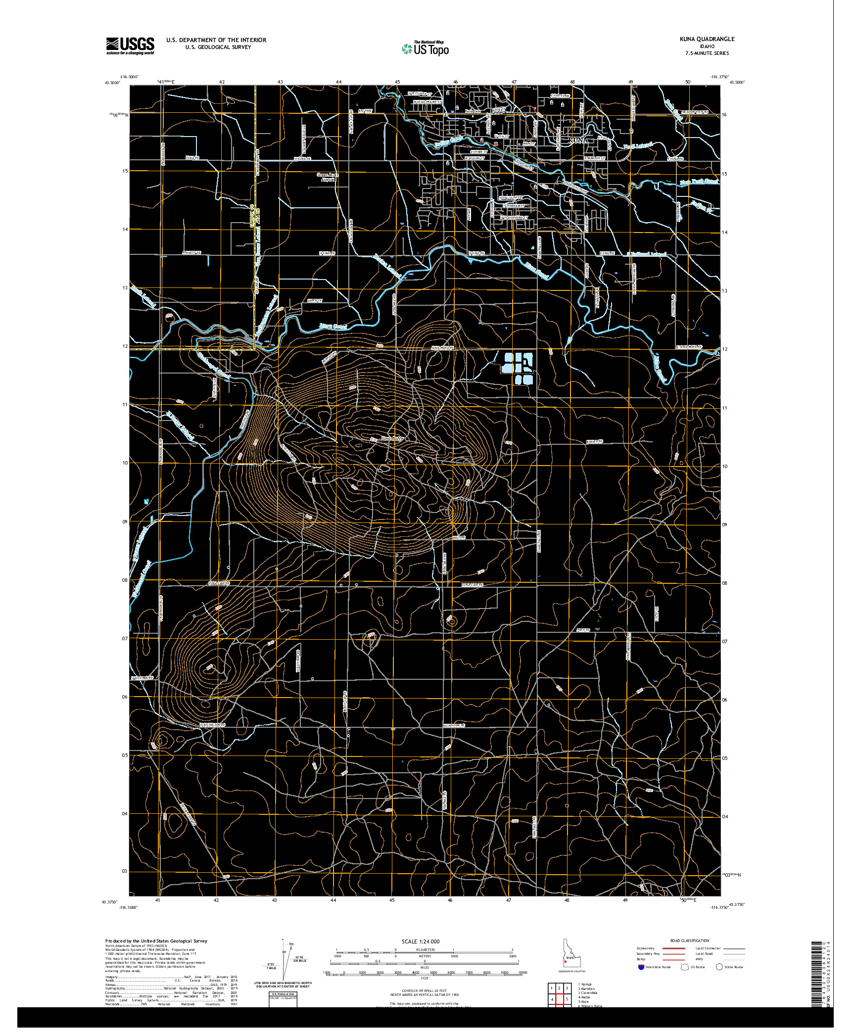 USGS US TOPO 7.5-MINUTE MAP FOR KUNA, ID 2020