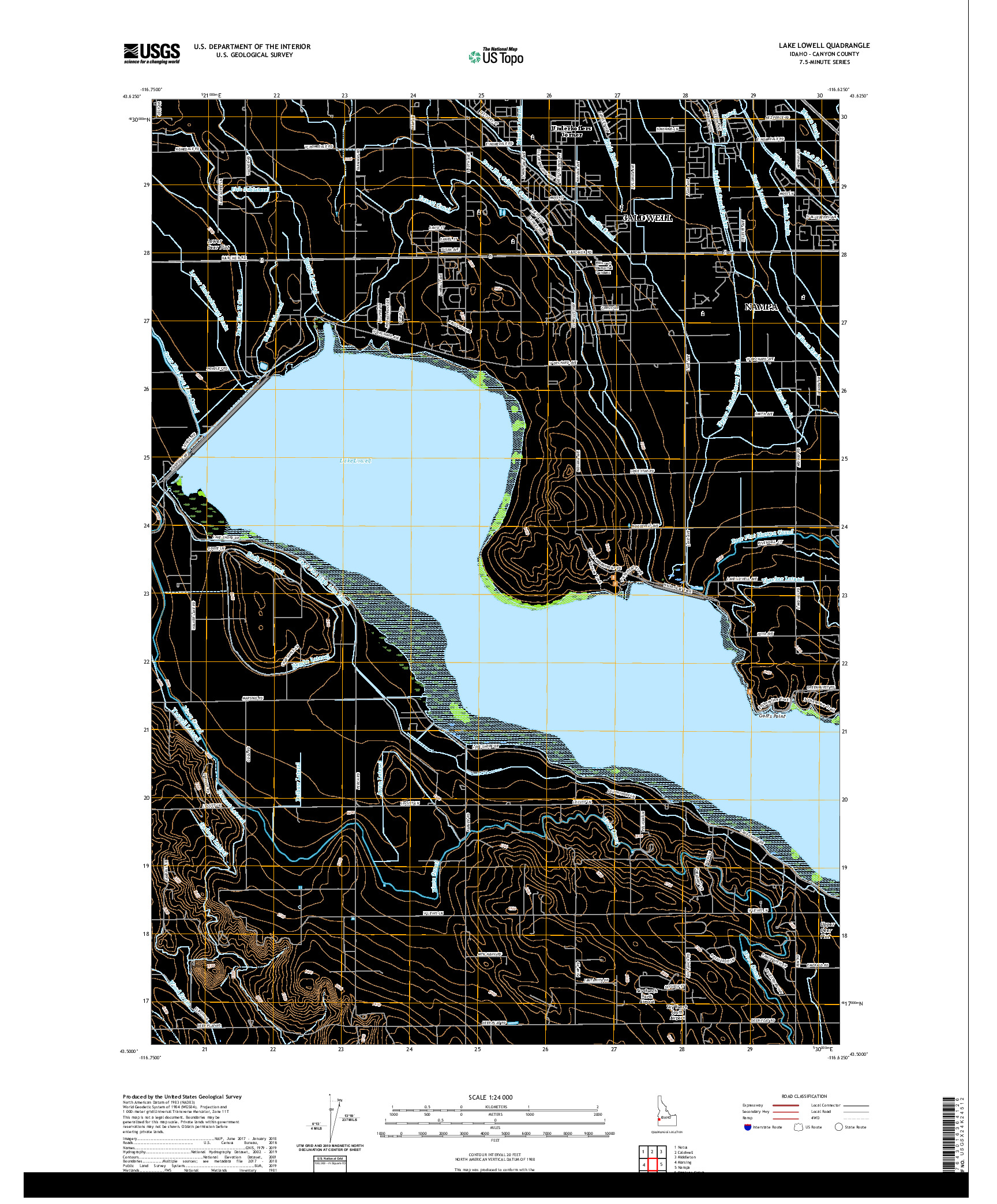 USGS US TOPO 7.5-MINUTE MAP FOR LAKE LOWELL, ID 2020