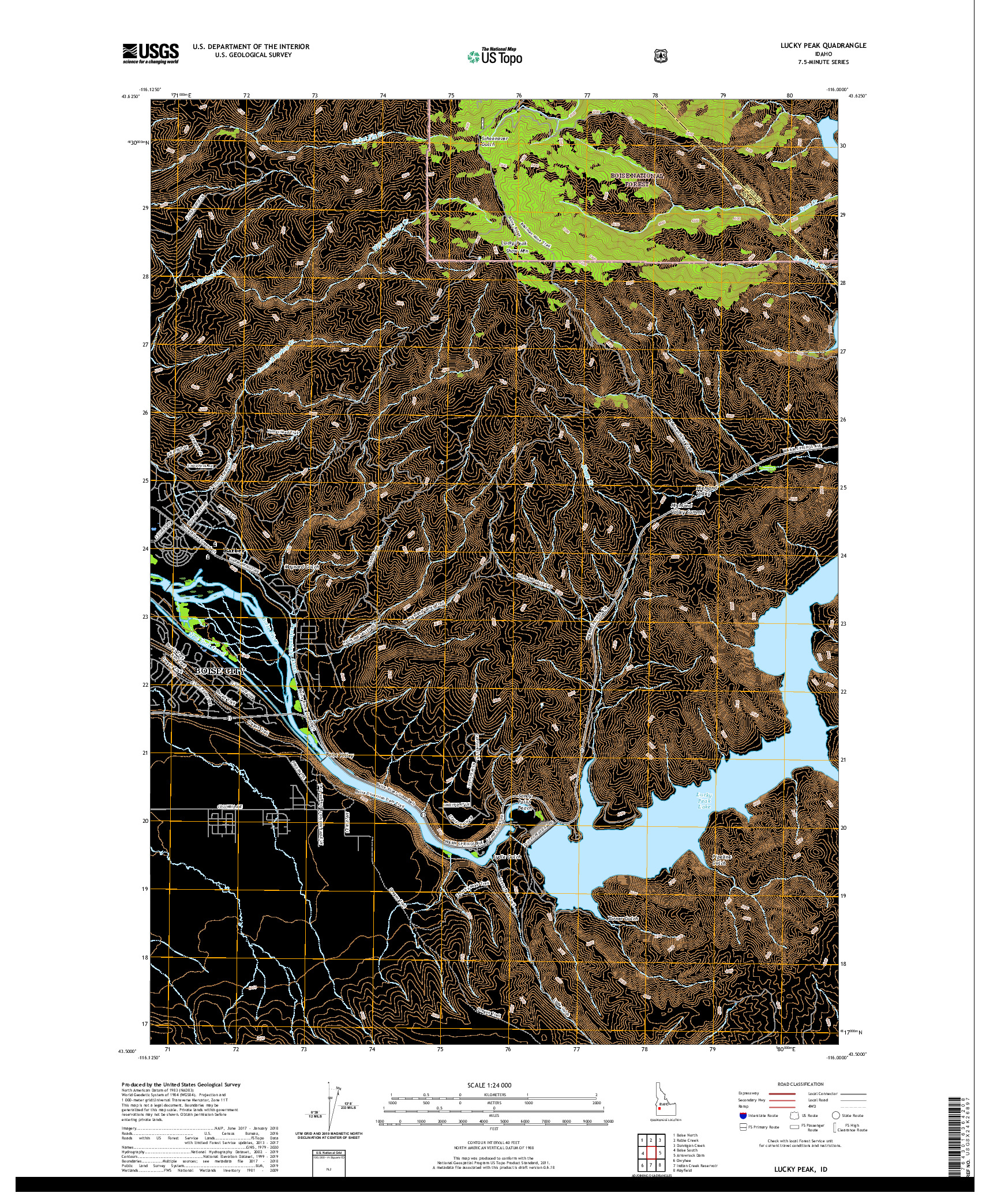 USGS US TOPO 7.5-MINUTE MAP FOR LUCKY PEAK, ID 2020