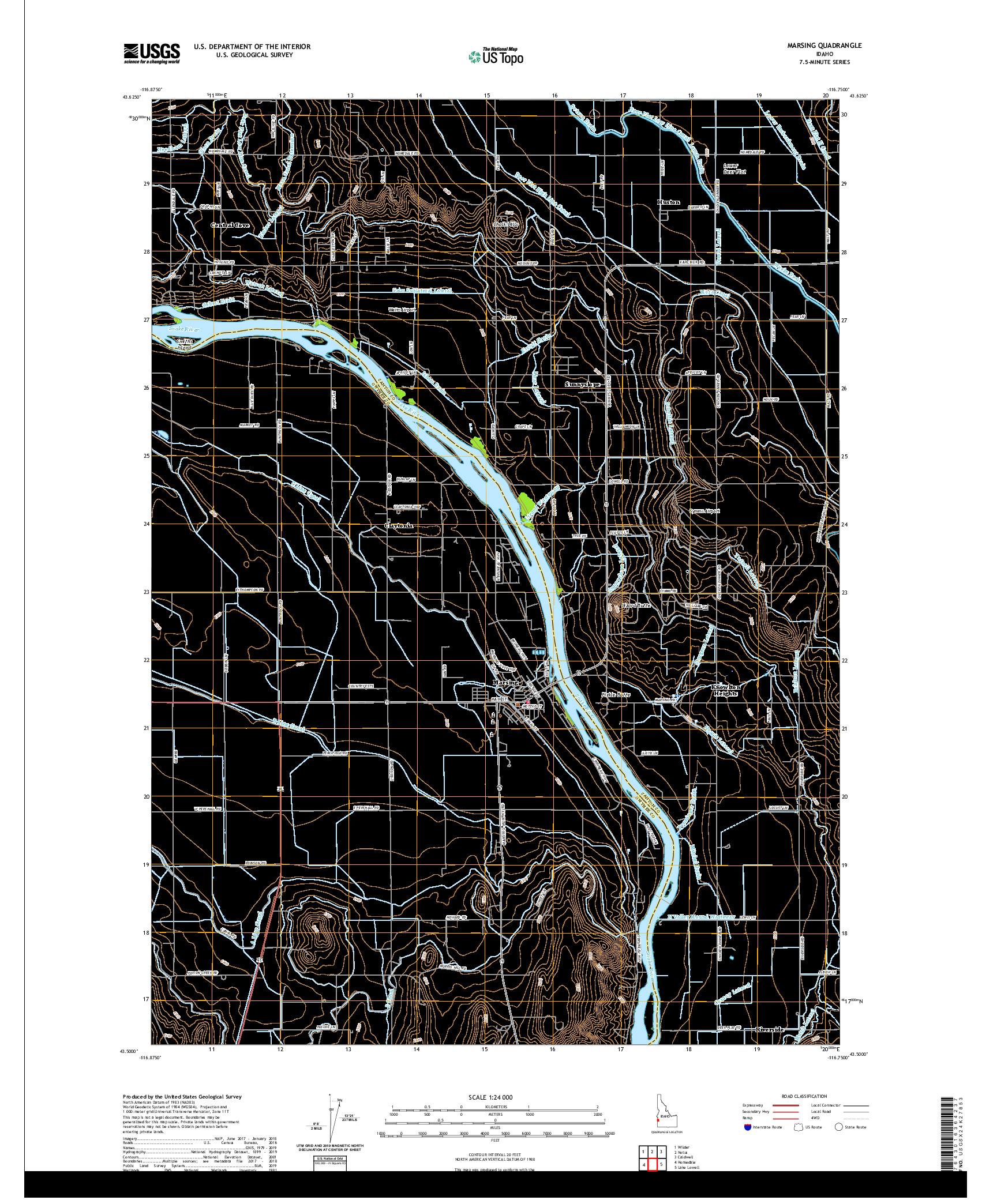 USGS US TOPO 7.5-MINUTE MAP FOR MARSING, ID 2020