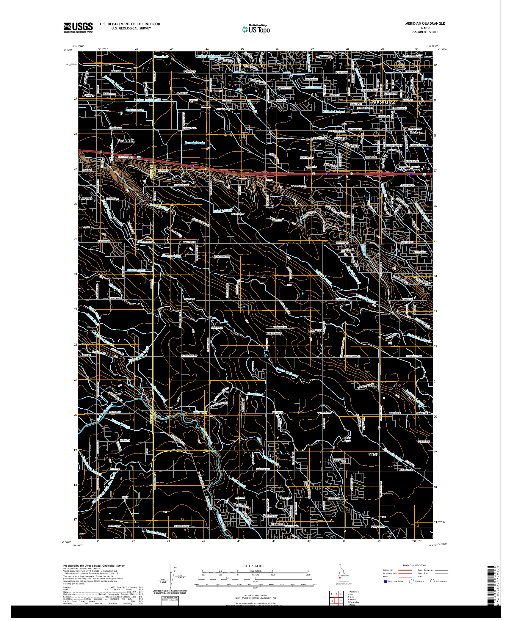 USGS US TOPO 7.5-MINUTE MAP FOR MERIDIAN, ID 2020