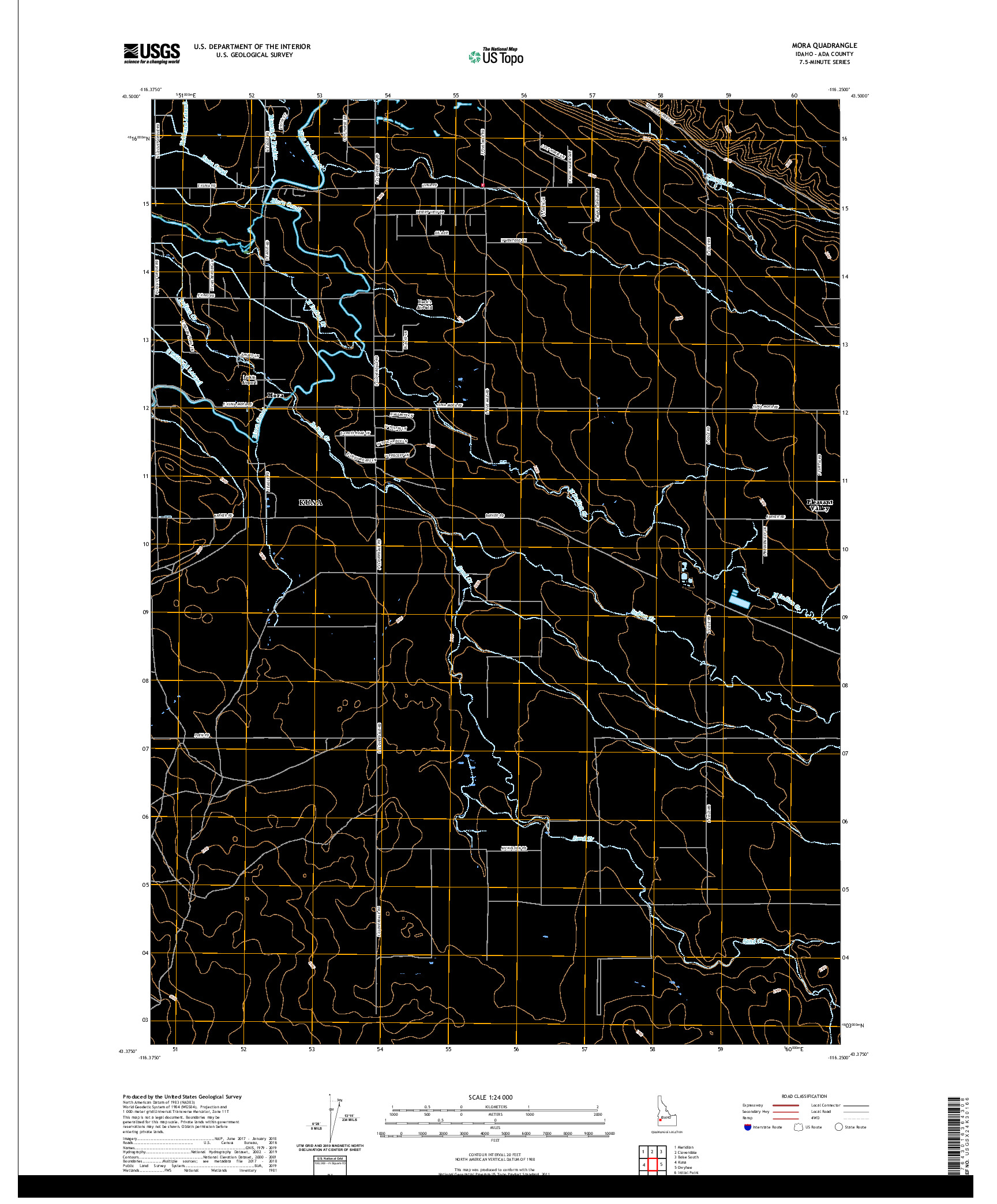 USGS US TOPO 7.5-MINUTE MAP FOR MORA, ID 2020