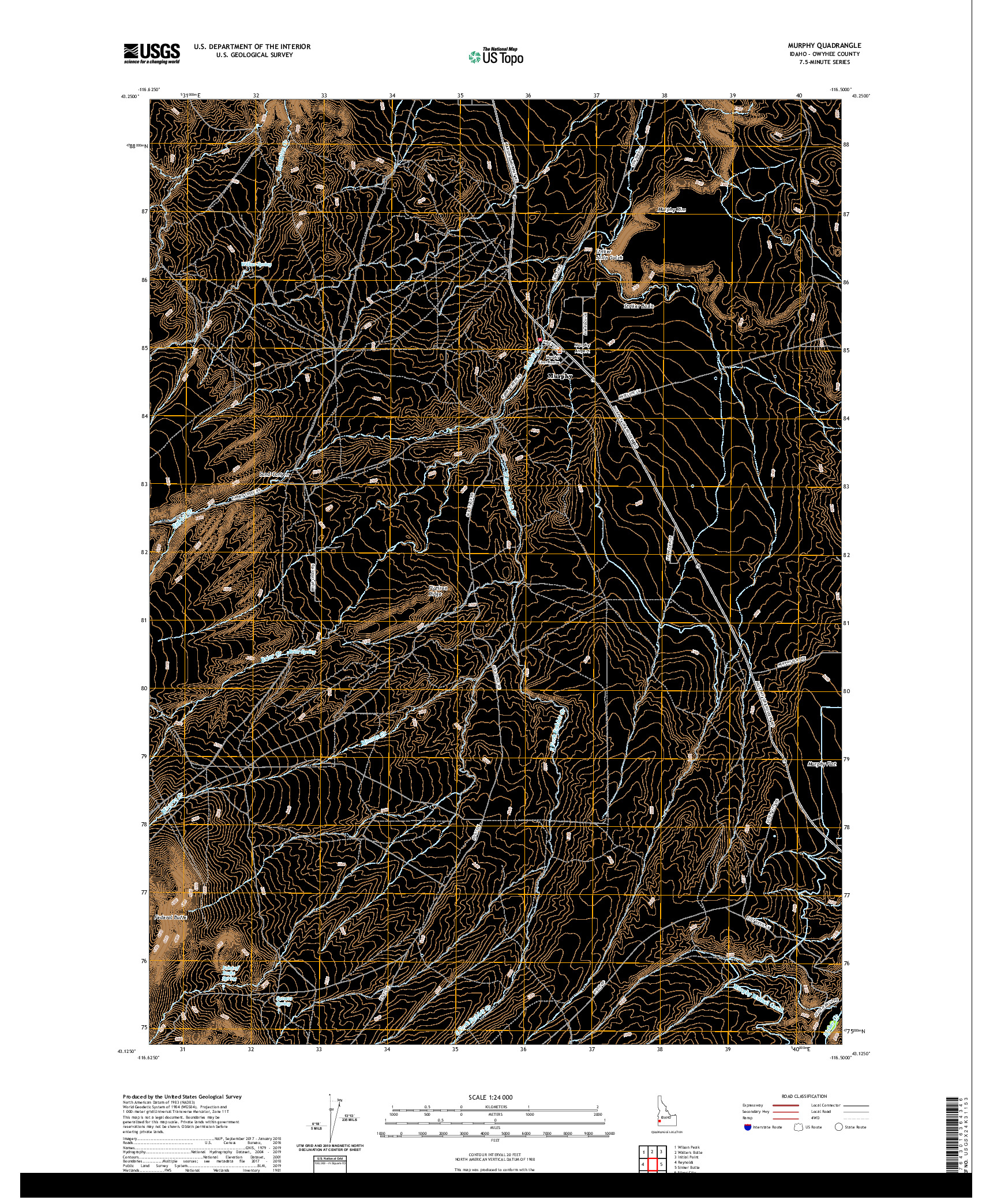 USGS US TOPO 7.5-MINUTE MAP FOR MURPHY, ID 2020