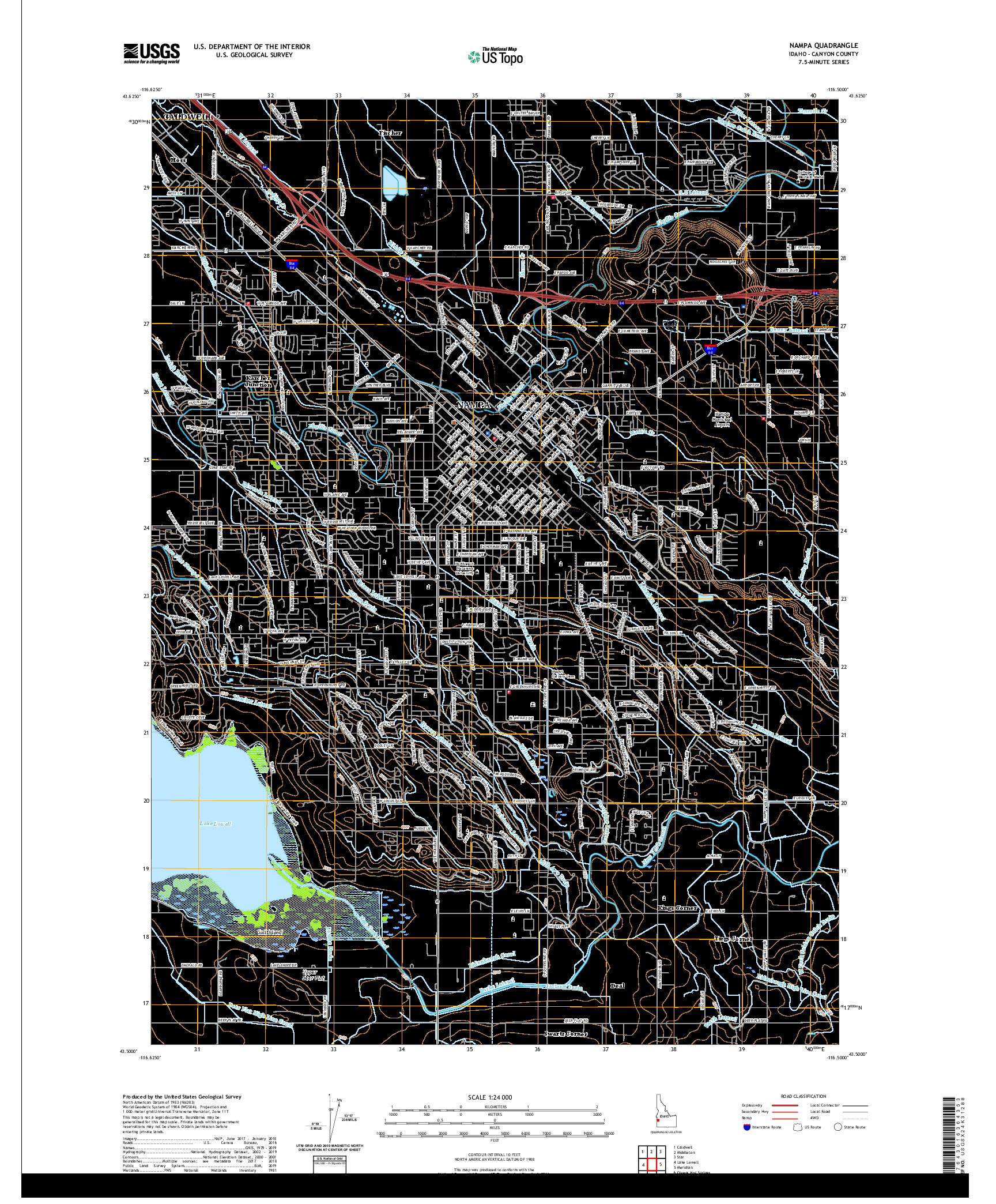 USGS US TOPO 7.5-MINUTE MAP FOR NAMPA, ID 2020