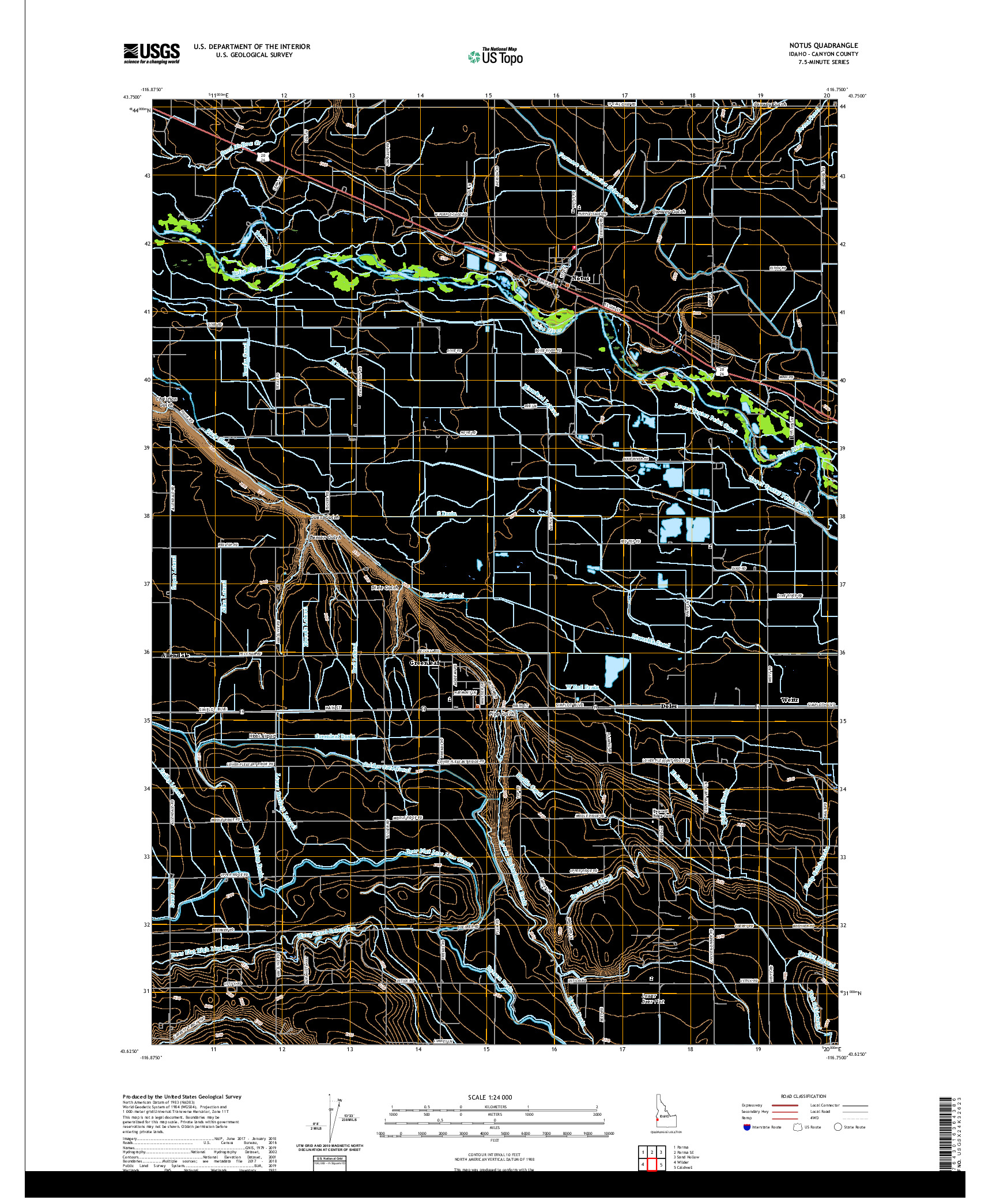 USGS US TOPO 7.5-MINUTE MAP FOR NOTUS, ID 2020