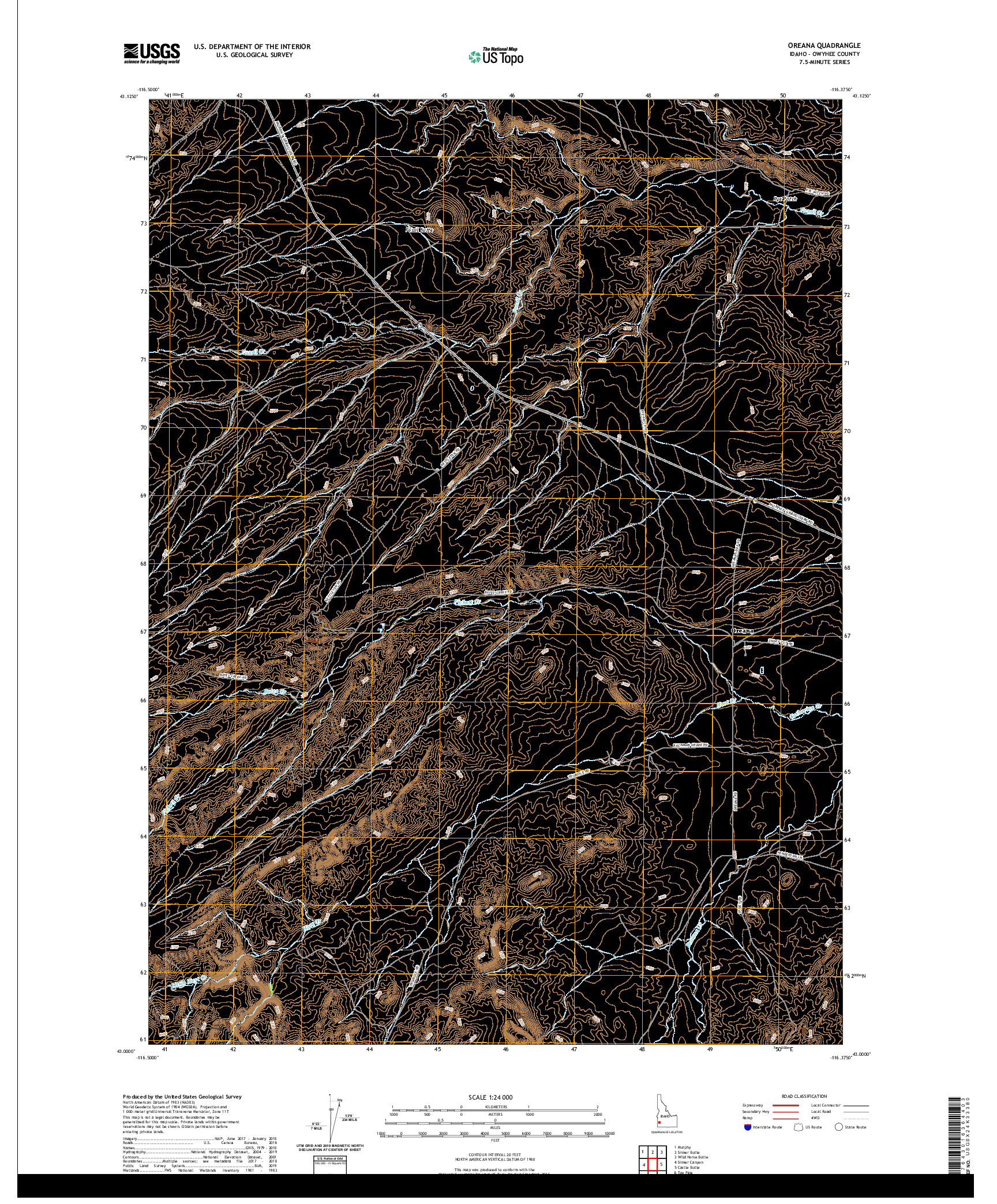 USGS US TOPO 7.5-MINUTE MAP FOR OREANA, ID 2020