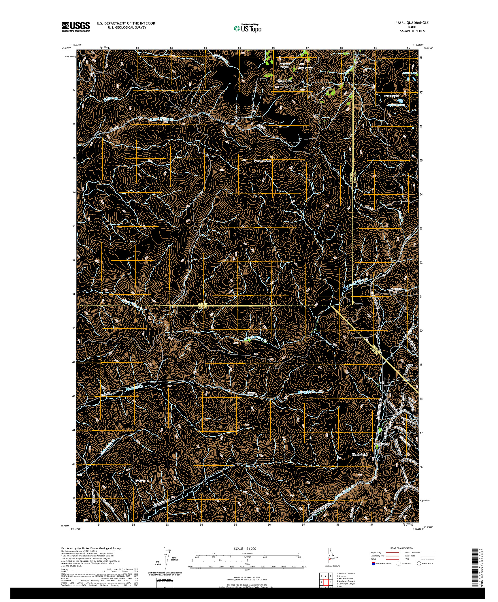 USGS US TOPO 7.5-MINUTE MAP FOR PEARL, ID 2020