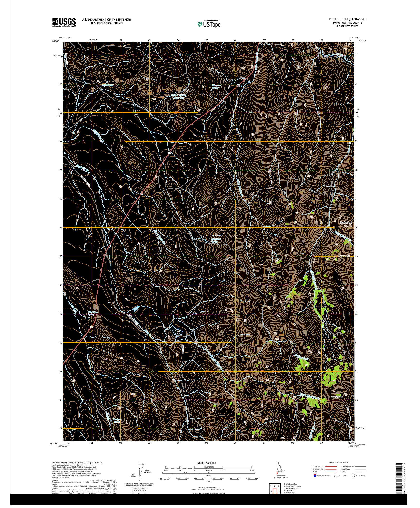 USGS US TOPO 7.5-MINUTE MAP FOR PIUTE BUTTE, ID 2020