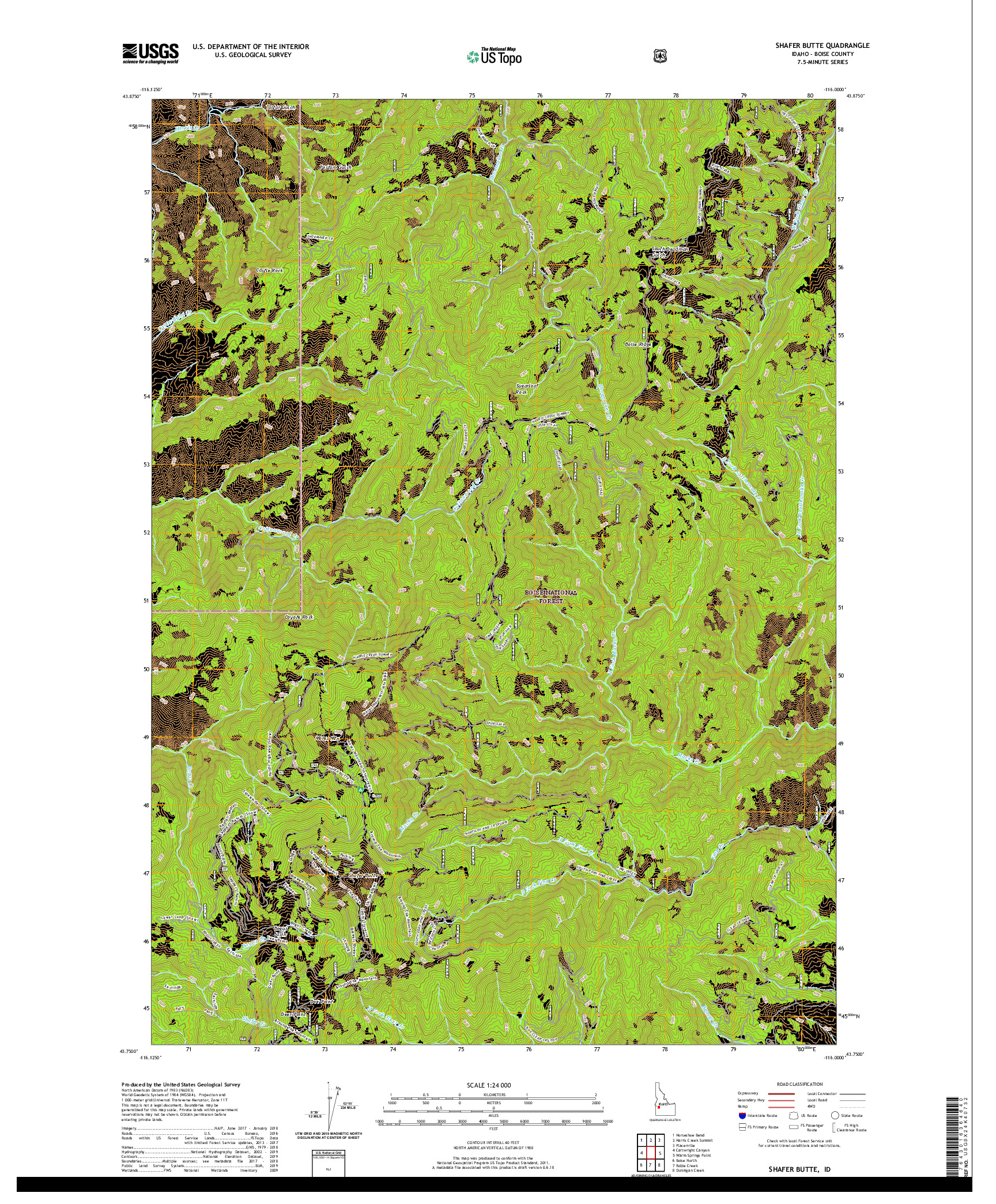 USGS US TOPO 7.5-MINUTE MAP FOR SHAFER BUTTE, ID 2020