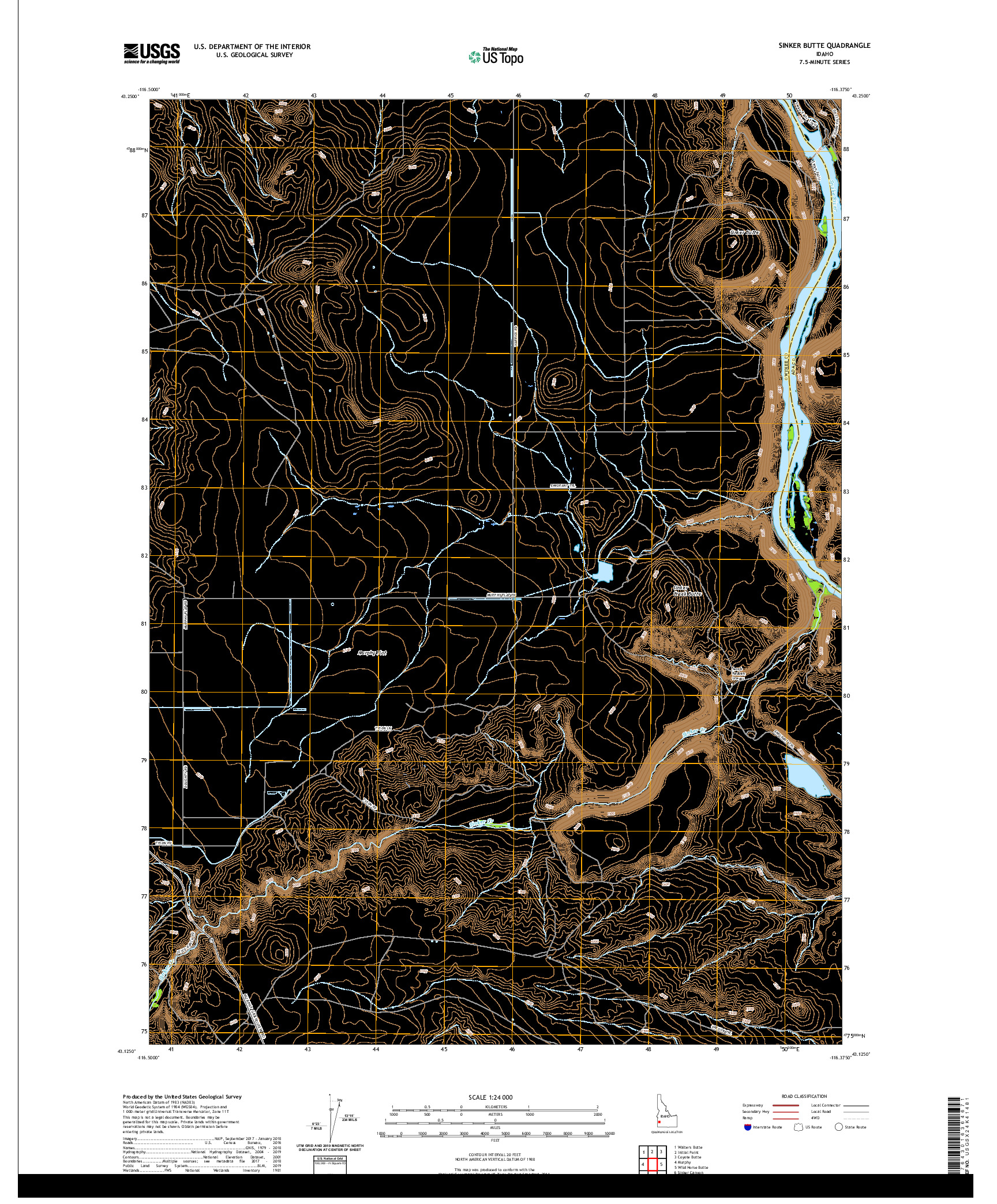 USGS US TOPO 7.5-MINUTE MAP FOR SINKER BUTTE, ID 2020