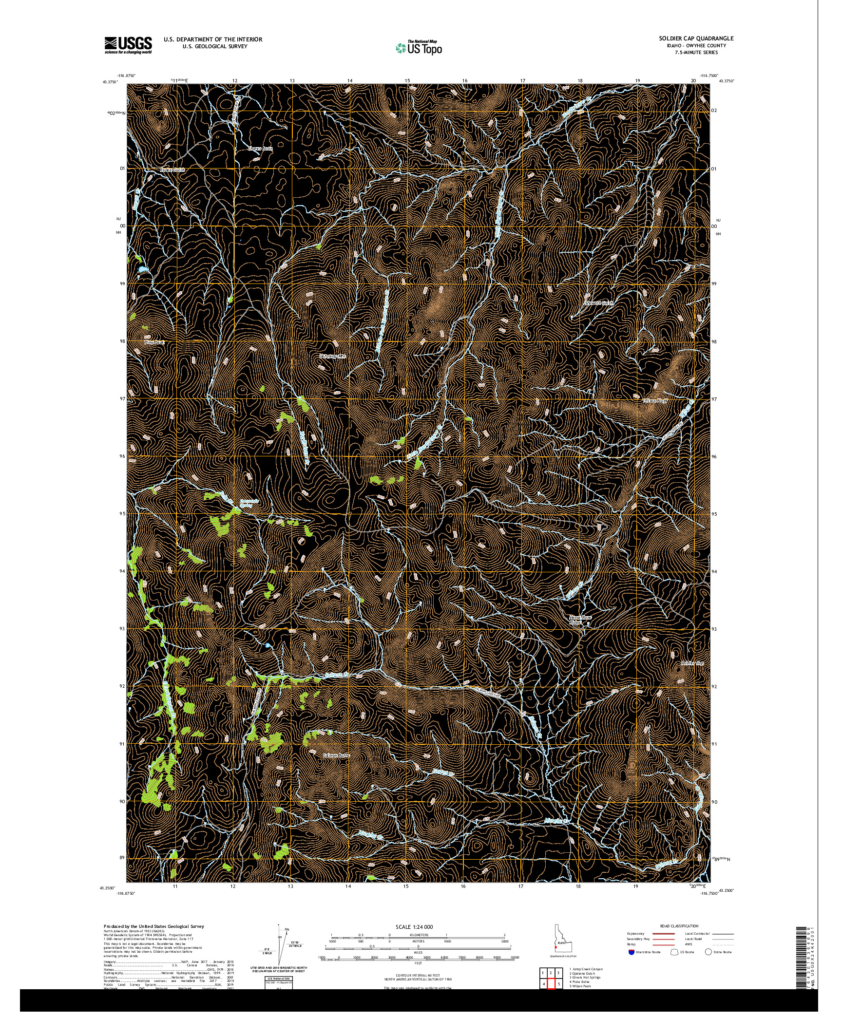 USGS US TOPO 7.5-MINUTE MAP FOR SOLDIER CAP, ID 2020