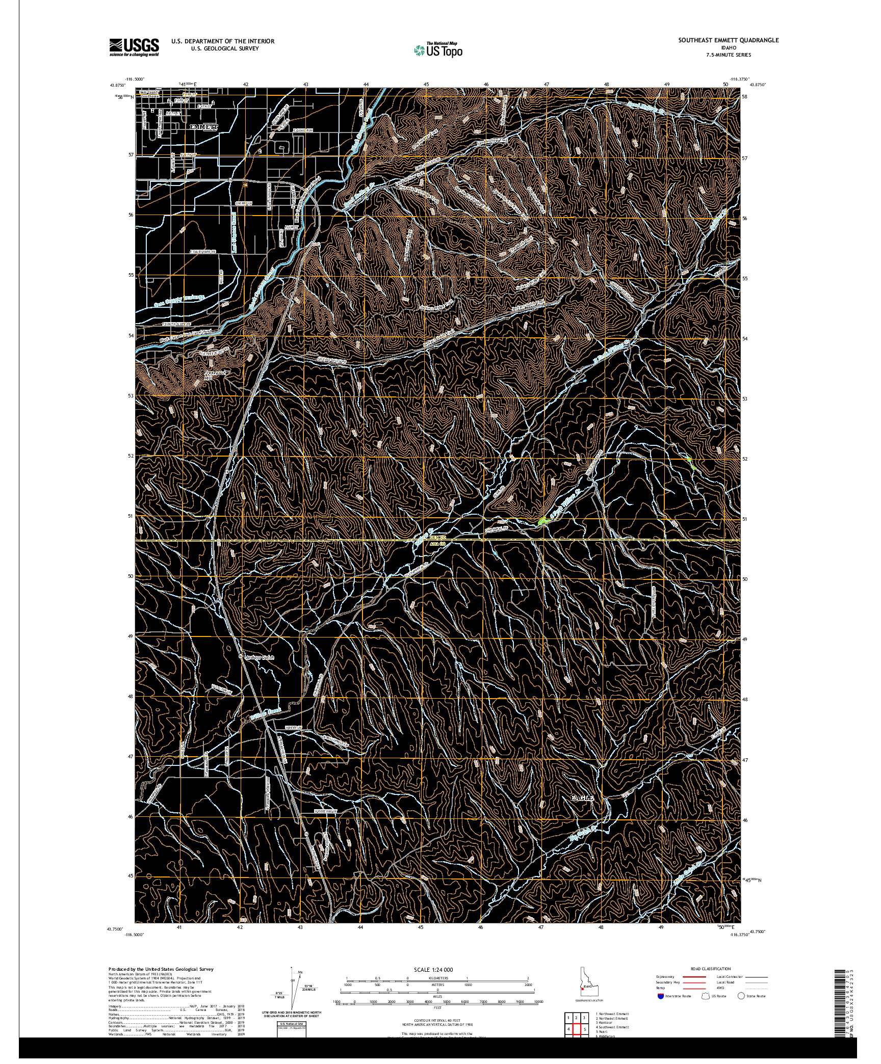 USGS US TOPO 7.5-MINUTE MAP FOR SOUTHEAST EMMETT, ID 2020