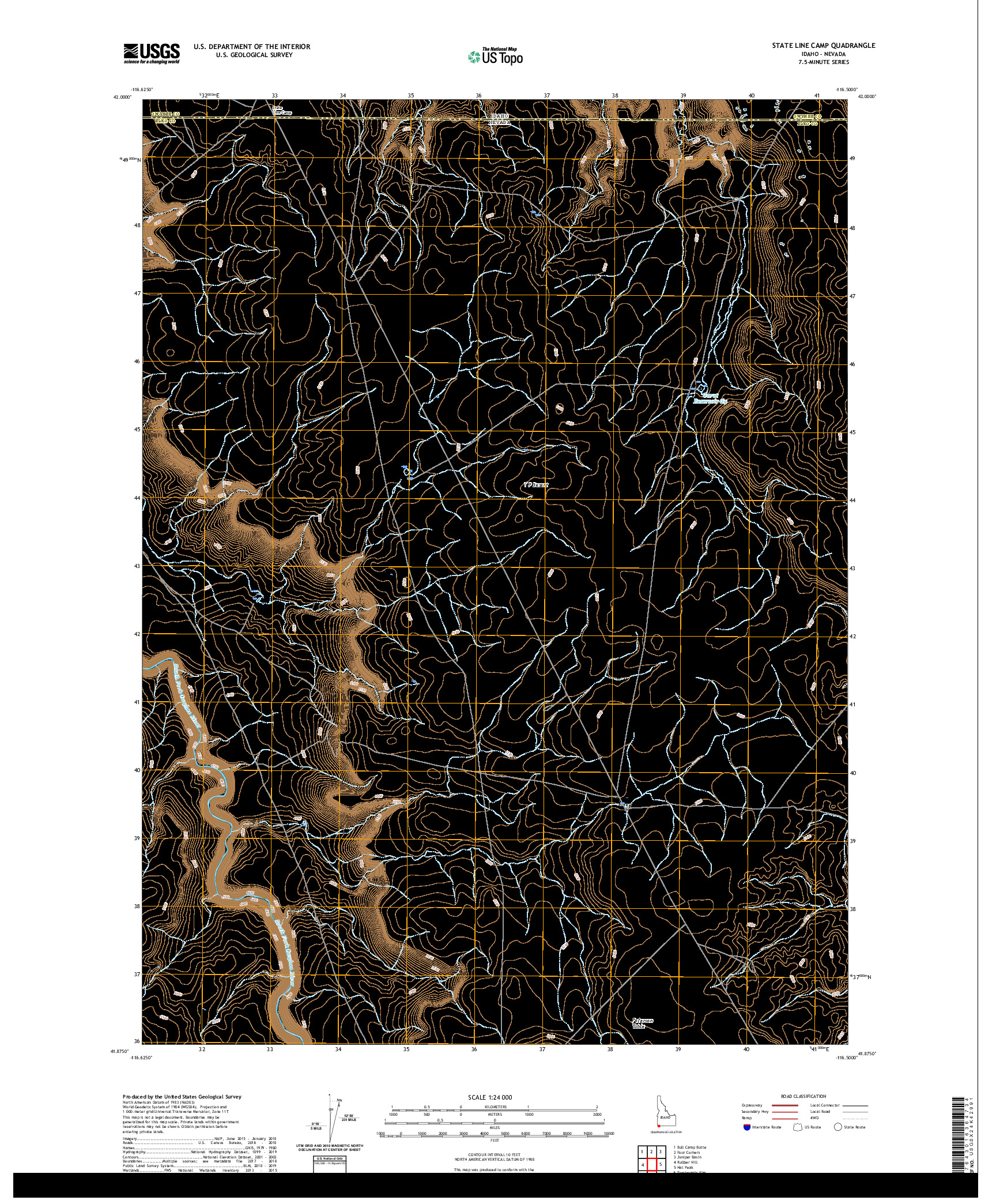 USGS US TOPO 7.5-MINUTE MAP FOR STATE LINE CAMP, ID,NV 2020