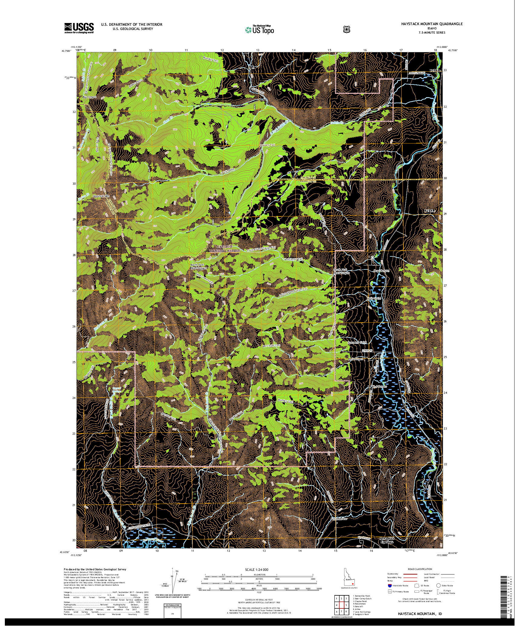 USGS US TOPO 7.5-MINUTE MAP FOR HAYSTACK MOUNTAIN, ID 2020