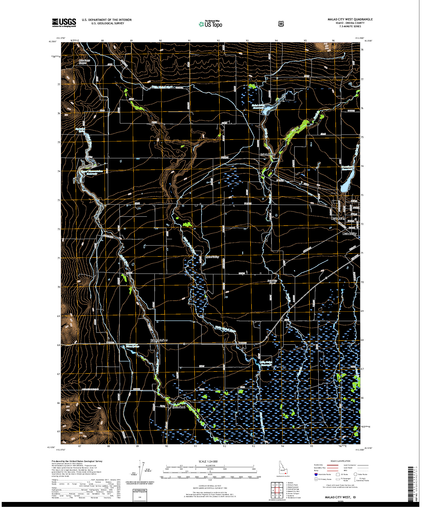 USGS US TOPO 7.5-MINUTE MAP FOR MALAD CITY WEST, ID 2020