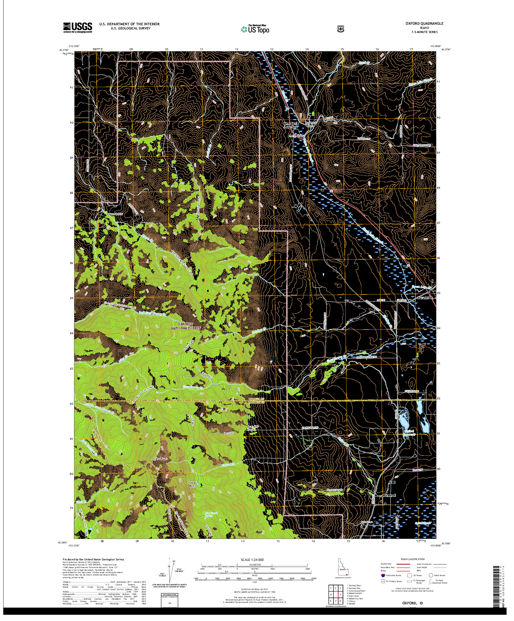 USGS US TOPO 7.5-MINUTE MAP FOR OXFORD, ID 2020