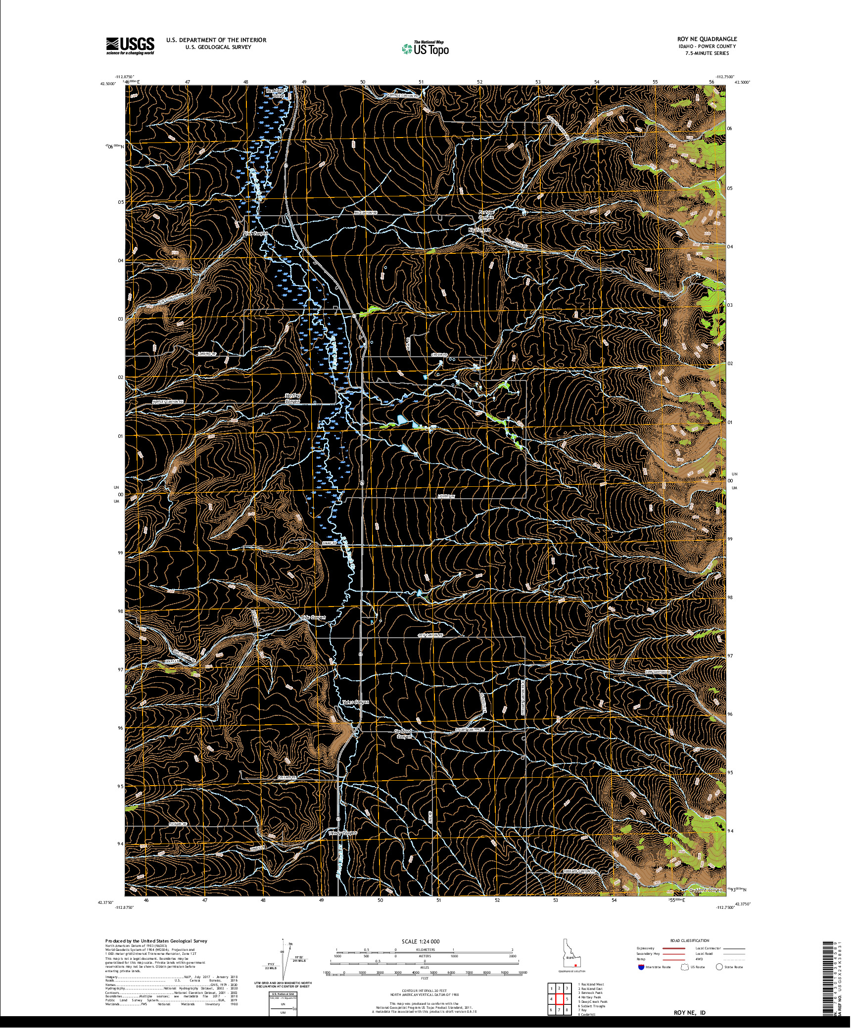 USGS US TOPO 7.5-MINUTE MAP FOR ROY NE, ID 2020