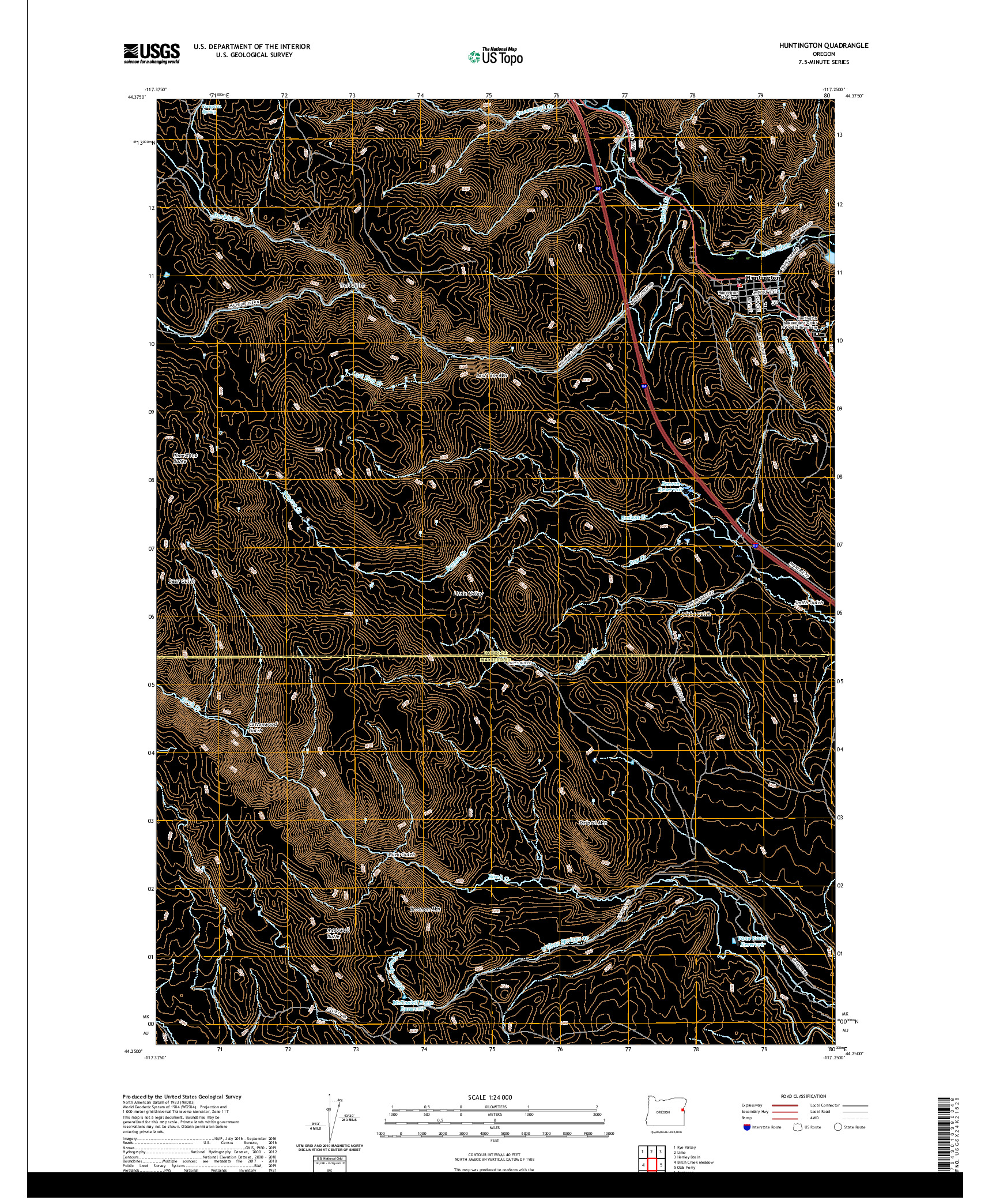 USGS US TOPO 7.5-MINUTE MAP FOR HUNTINGTON, OR 2020