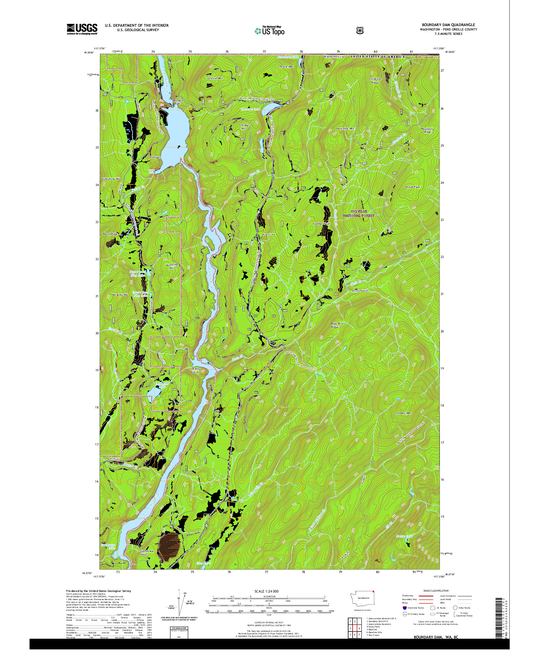 USGS US TOPO 7.5-MINUTE MAP FOR BOUNDARY DAM, WA,BC 2020