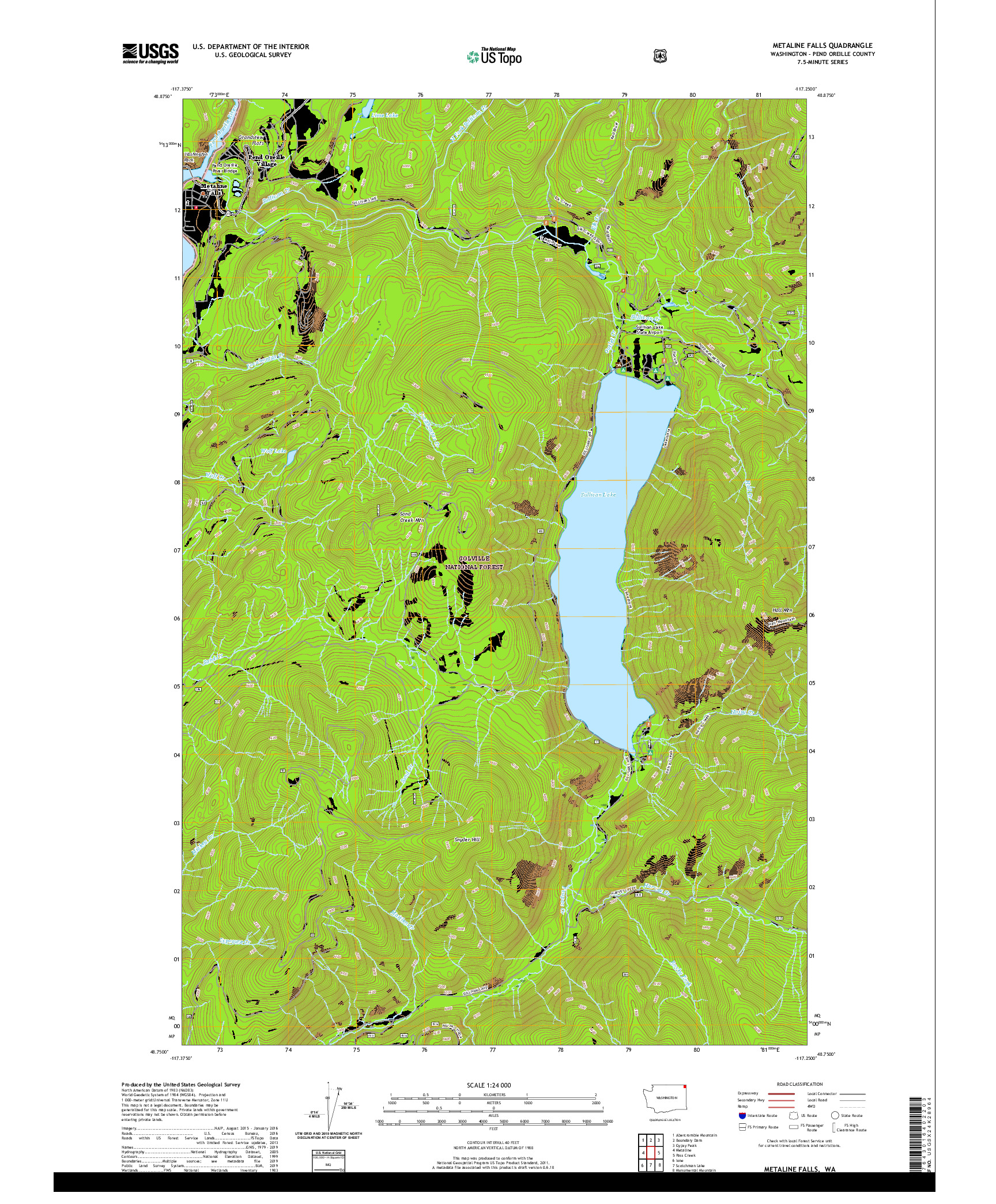 USGS US TOPO 7.5-MINUTE MAP FOR METALINE FALLS, WA 2020