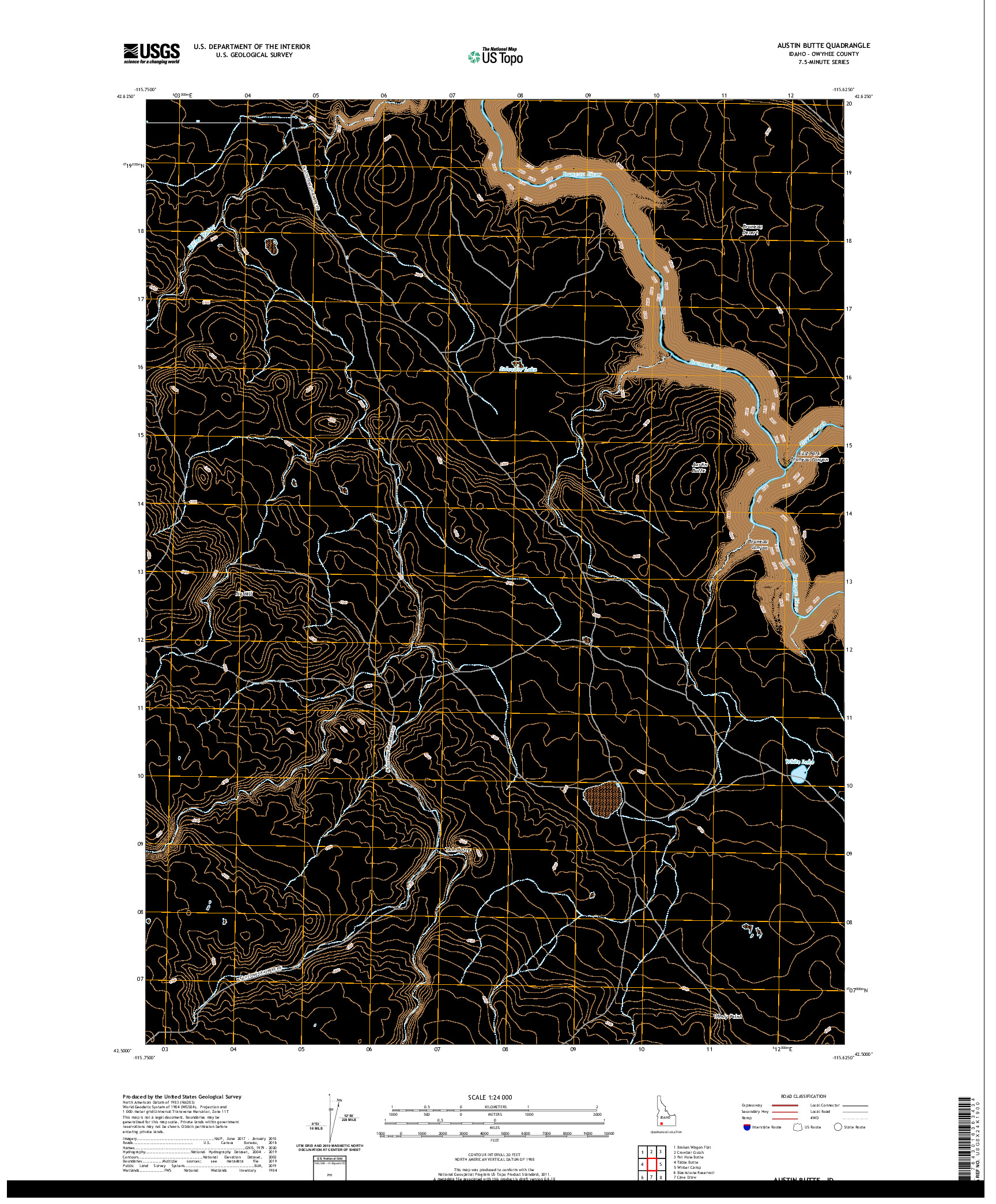 USGS US TOPO 7.5-MINUTE MAP FOR AUSTIN BUTTE, ID 2020