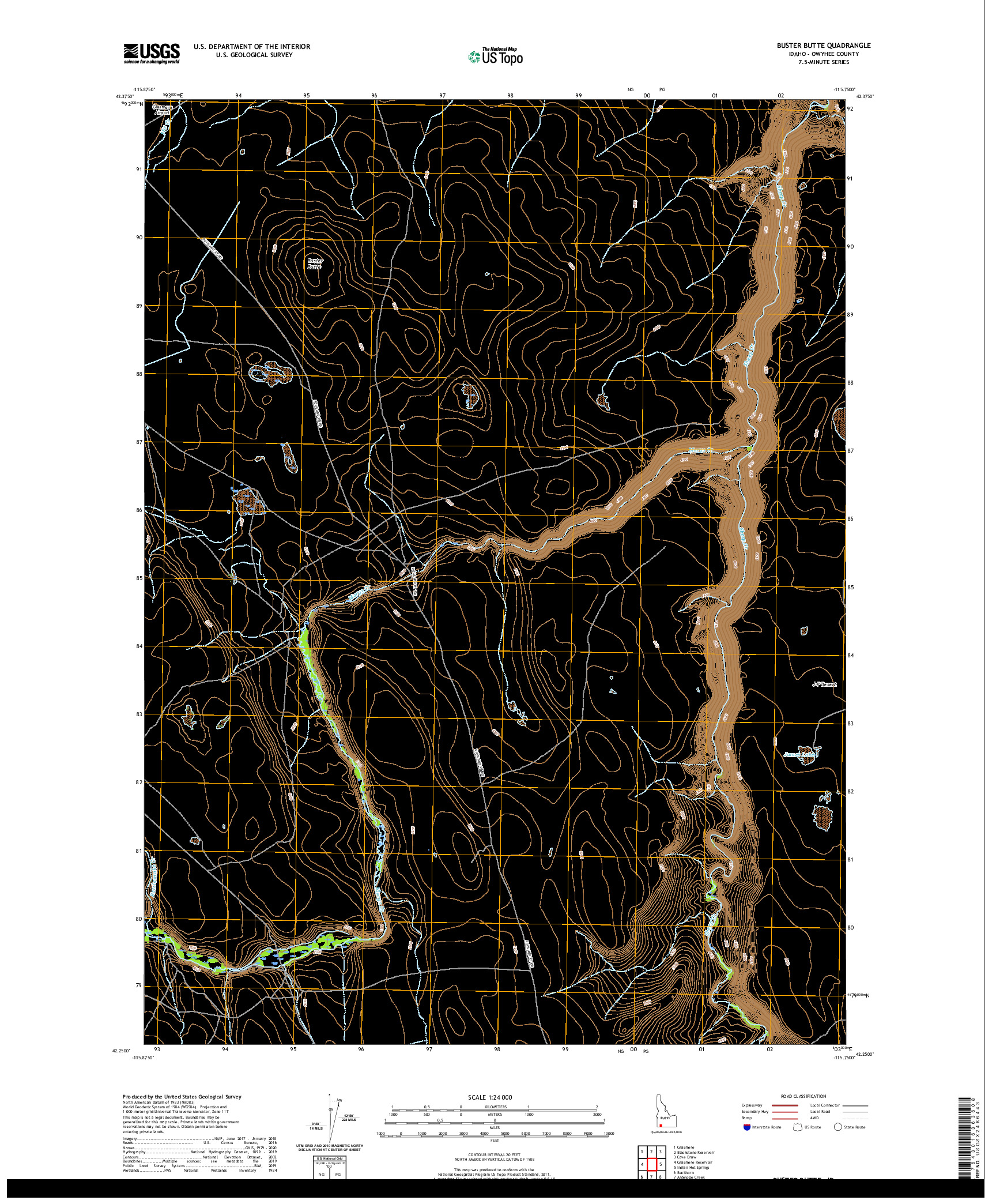 USGS US TOPO 7.5-MINUTE MAP FOR BUSTER BUTTE, ID 2020