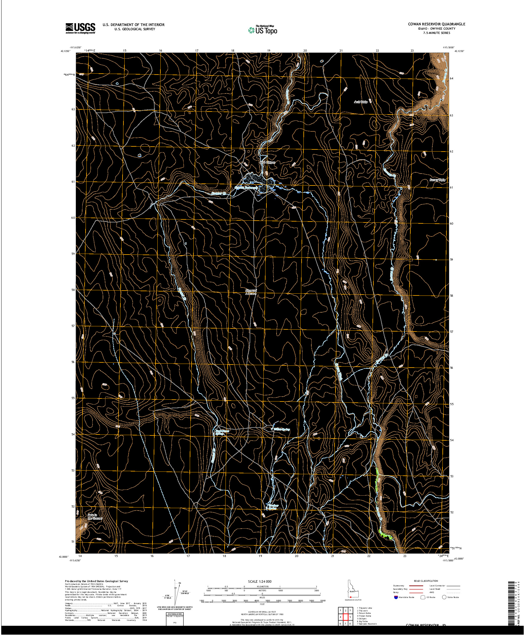 USGS US TOPO 7.5-MINUTE MAP FOR COWAN RESERVOIR, ID 2020