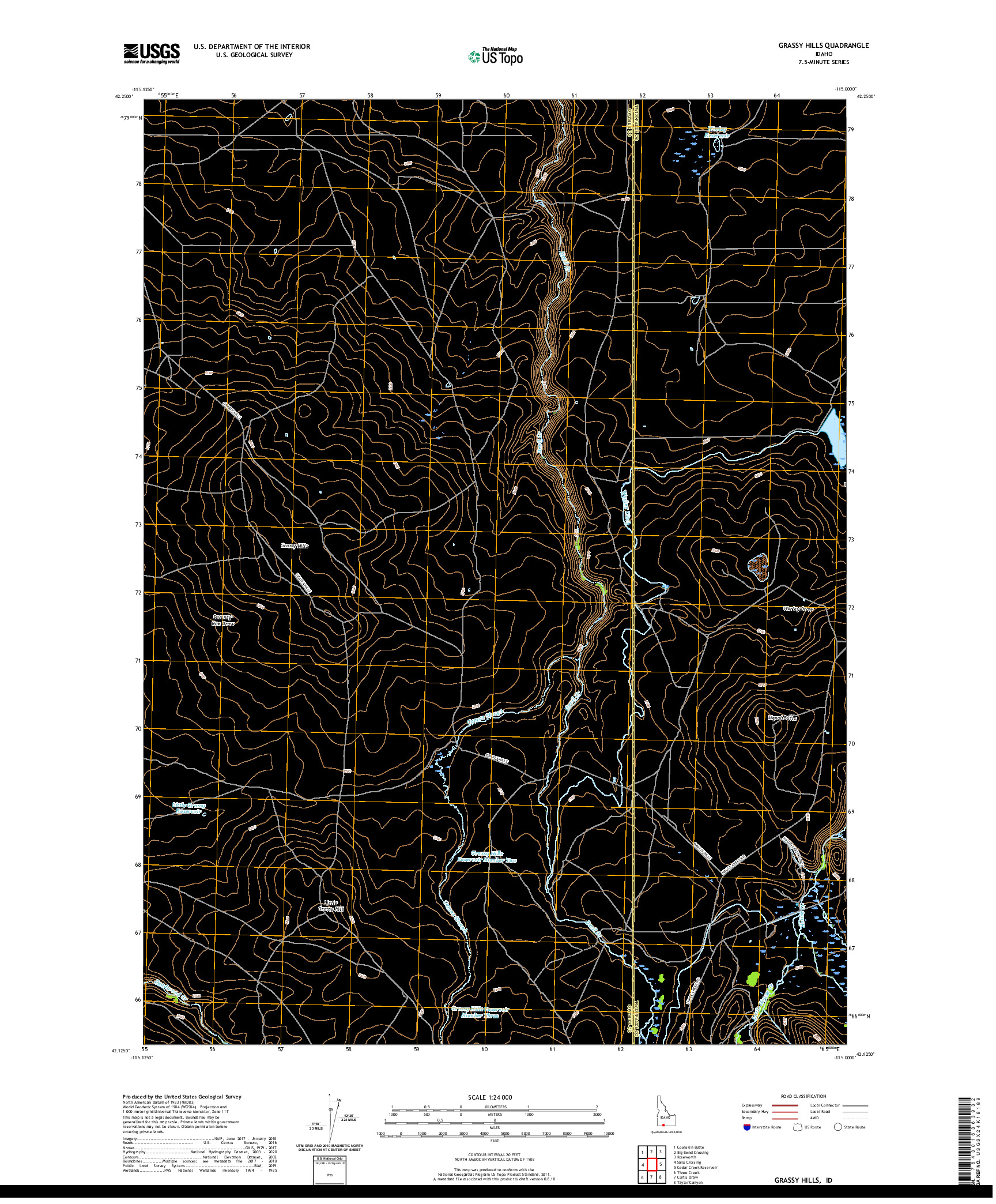 USGS US TOPO 7.5-MINUTE MAP FOR GRASSY HILLS, ID 2020