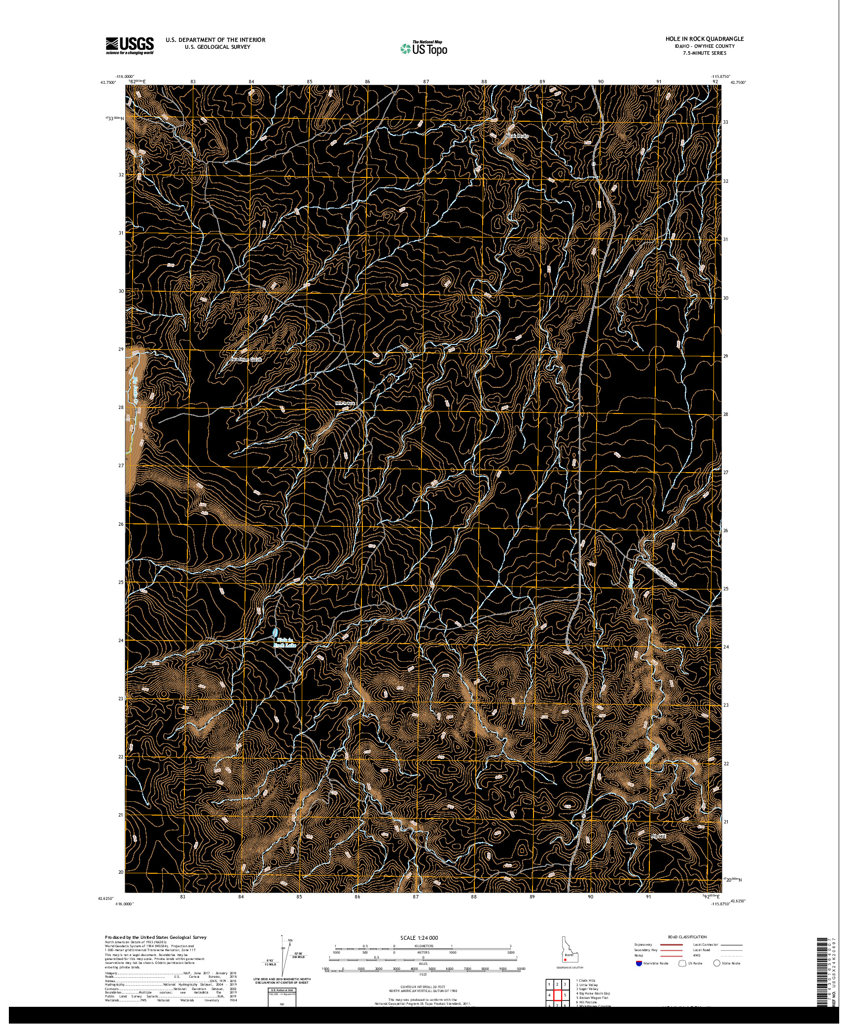 USGS US TOPO 7.5-MINUTE MAP FOR HOLE IN ROCK, ID 2020