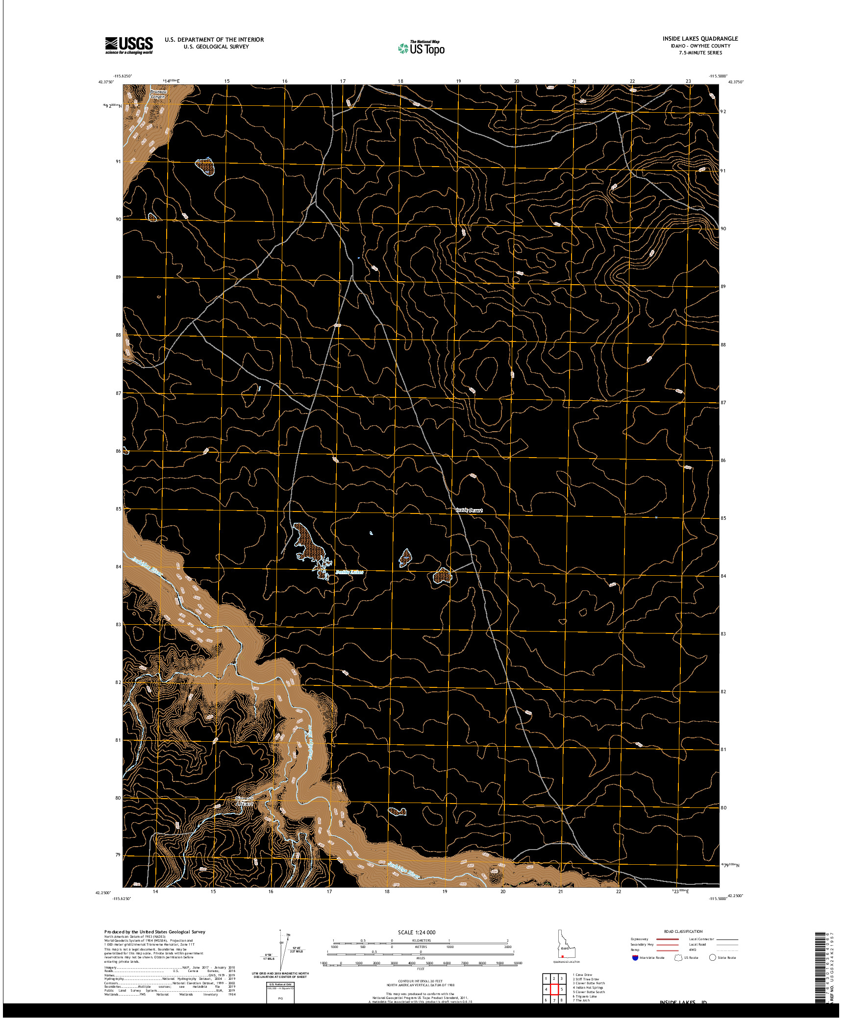 USGS US TOPO 7.5-MINUTE MAP FOR INSIDE LAKES, ID 2020