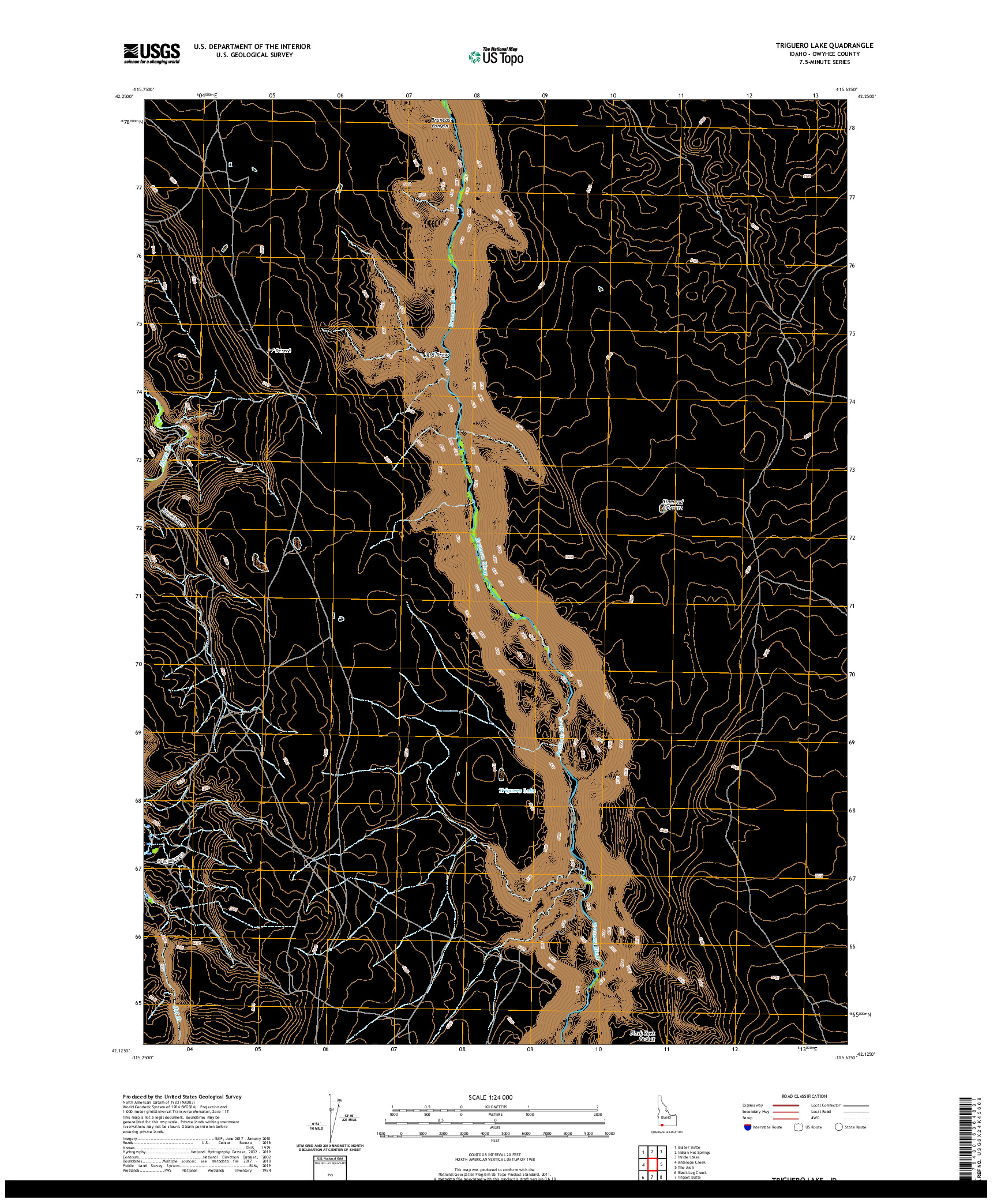USGS US TOPO 7.5-MINUTE MAP FOR TRIGUERO LAKE, ID 2020