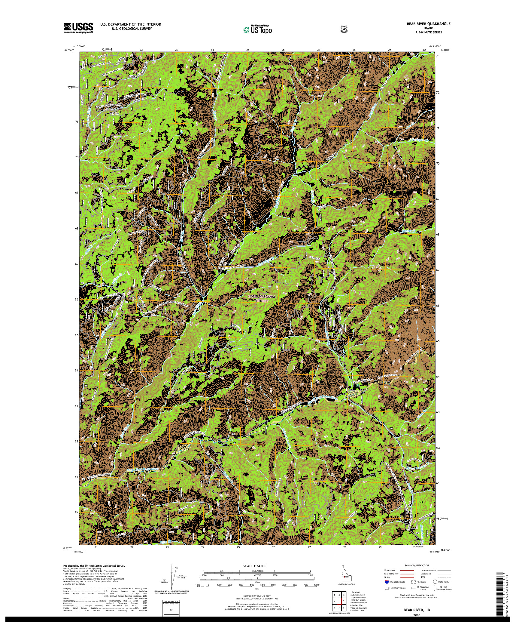 USGS US TOPO 7.5-MINUTE MAP FOR BEAR RIVER, ID 2020