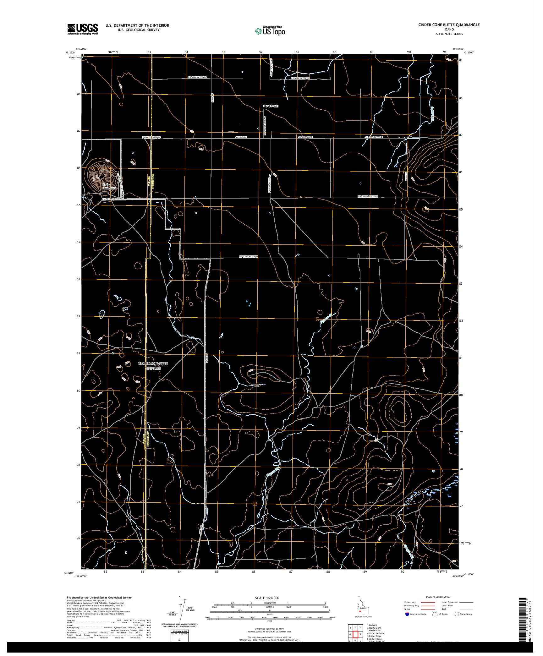 USGS US TOPO 7.5-MINUTE MAP FOR CINDER CONE BUTTE, ID 2020