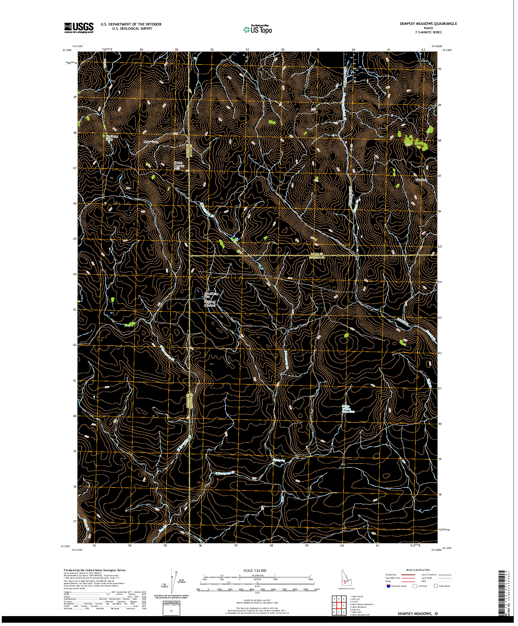 USGS US TOPO 7.5-MINUTE MAP FOR DEMPSEY MEADOWS, ID 2020