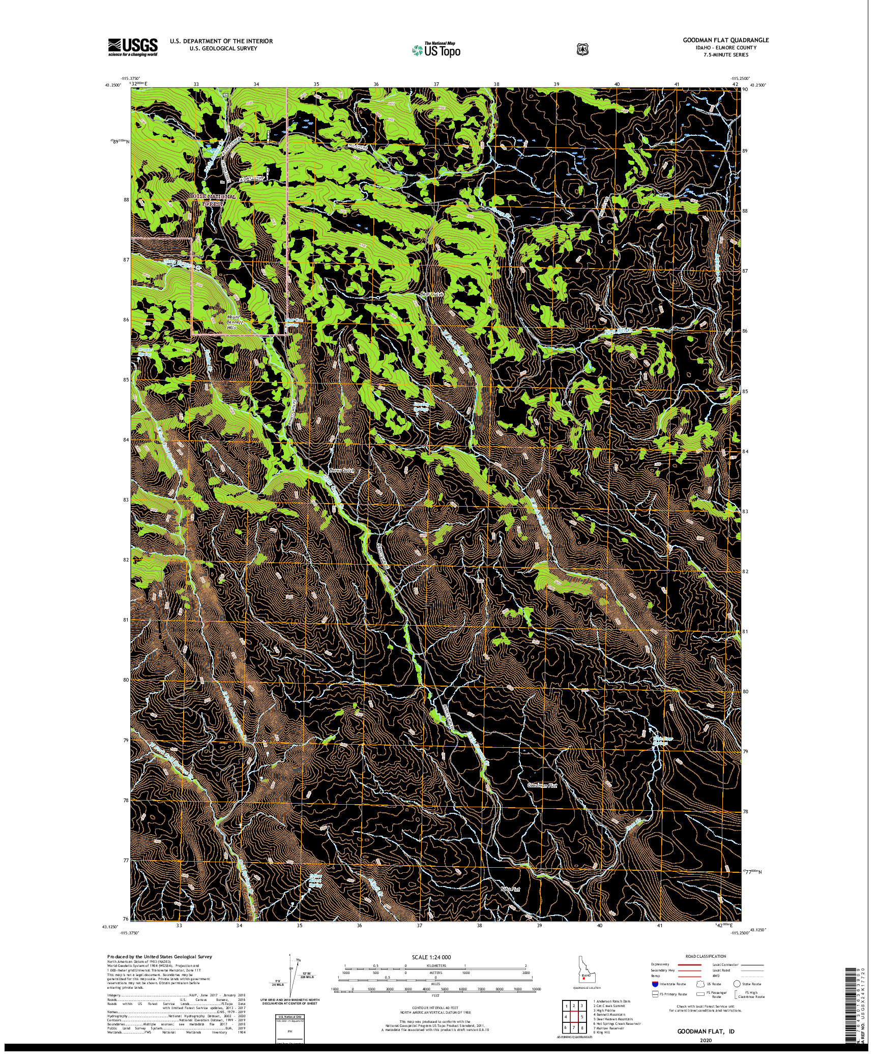USGS US TOPO 7.5-MINUTE MAP FOR GOODMAN FLAT, ID 2020