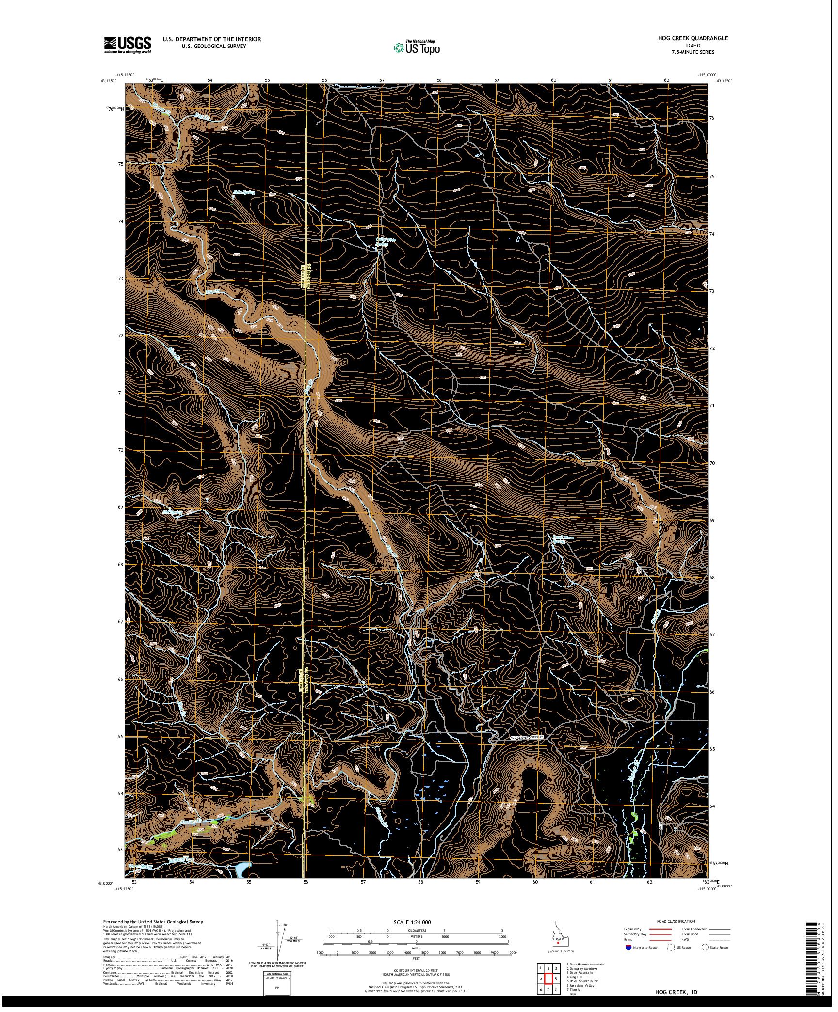 USGS US TOPO 7.5-MINUTE MAP FOR HOG CREEK, ID 2020