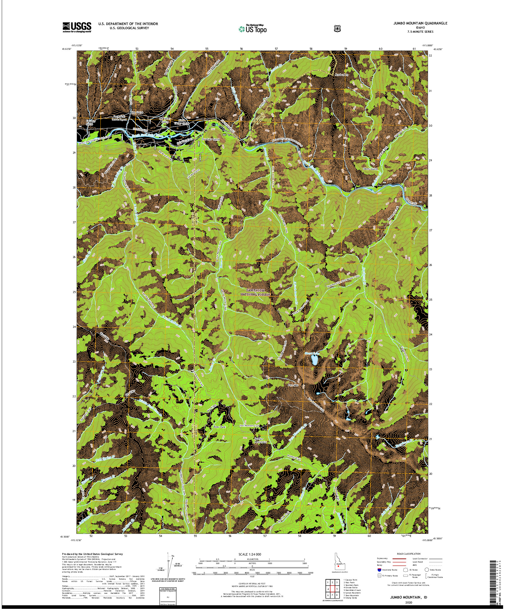 USGS US TOPO 7.5-MINUTE MAP FOR JUMBO MOUNTAIN, ID 2020