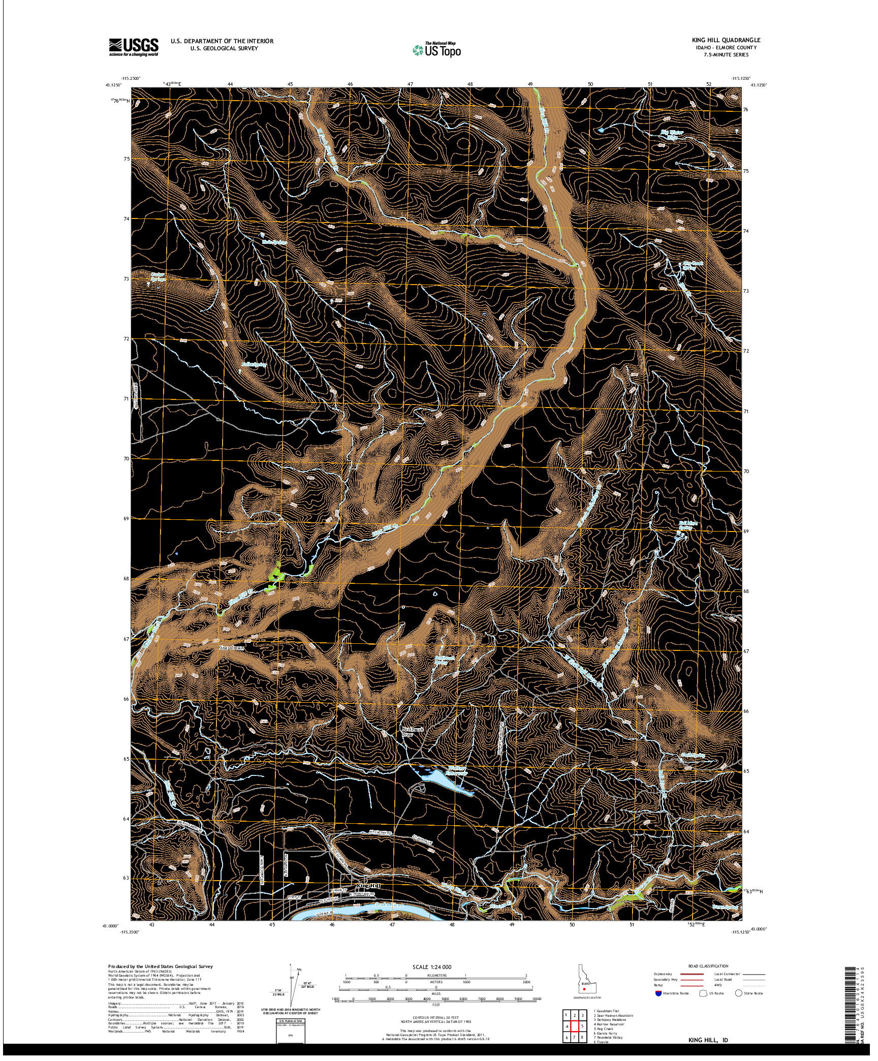 USGS US TOPO 7.5-MINUTE MAP FOR KING HILL, ID 2020