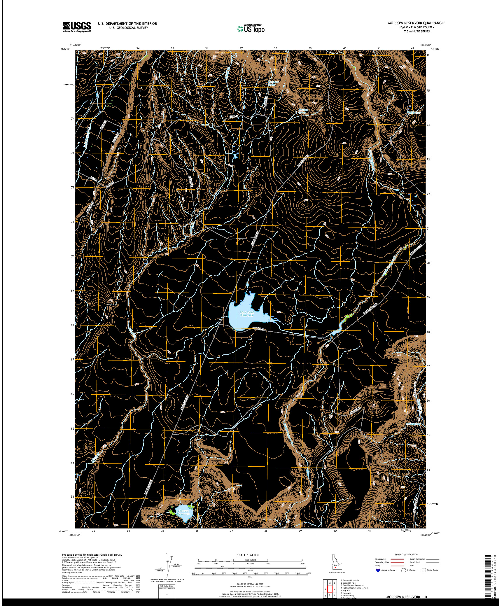 USGS US TOPO 7.5-MINUTE MAP FOR MORROW RESERVOIR, ID 2020