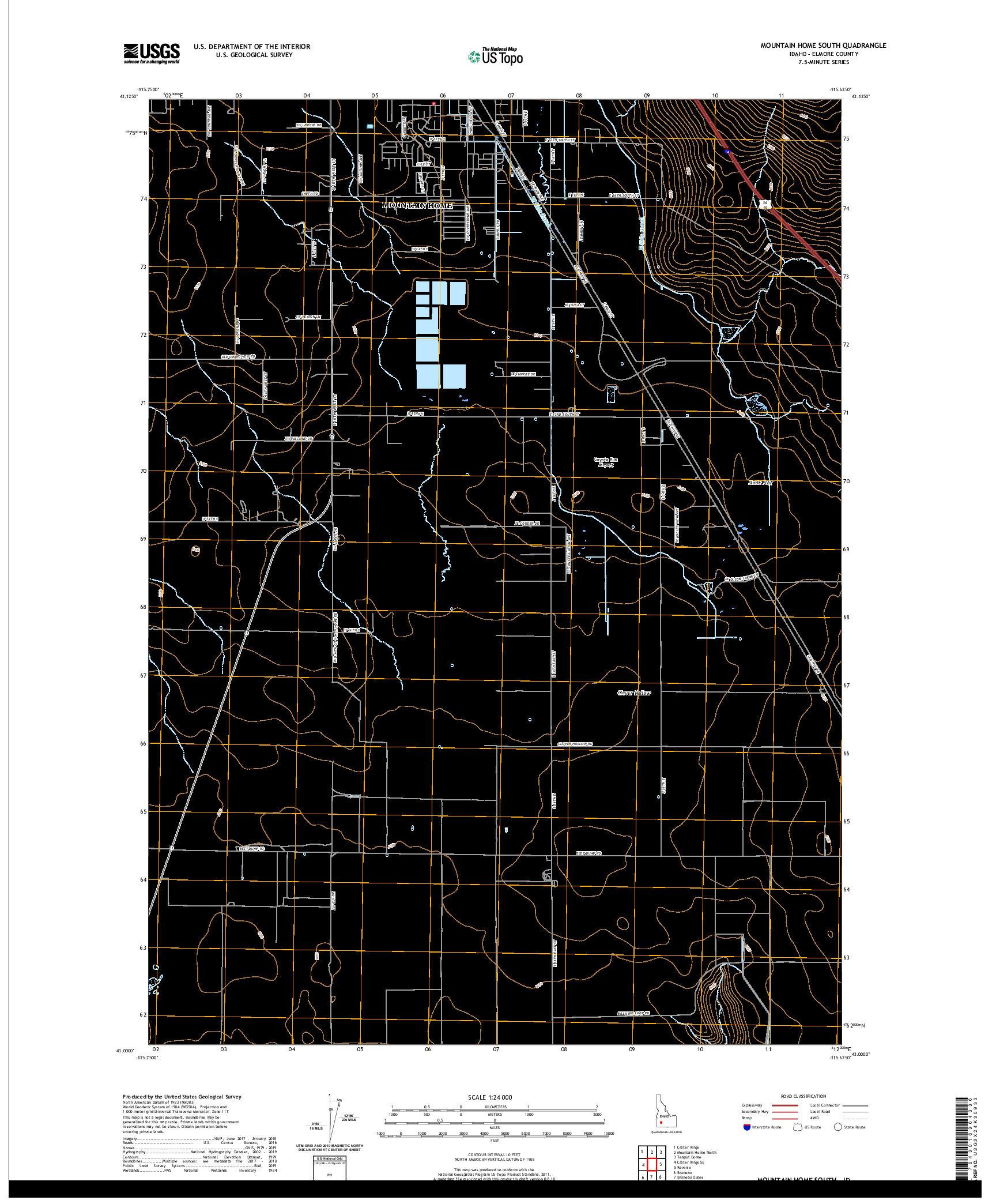 USGS US TOPO 7.5-MINUTE MAP FOR MOUNTAIN HOME SOUTH, ID 2020