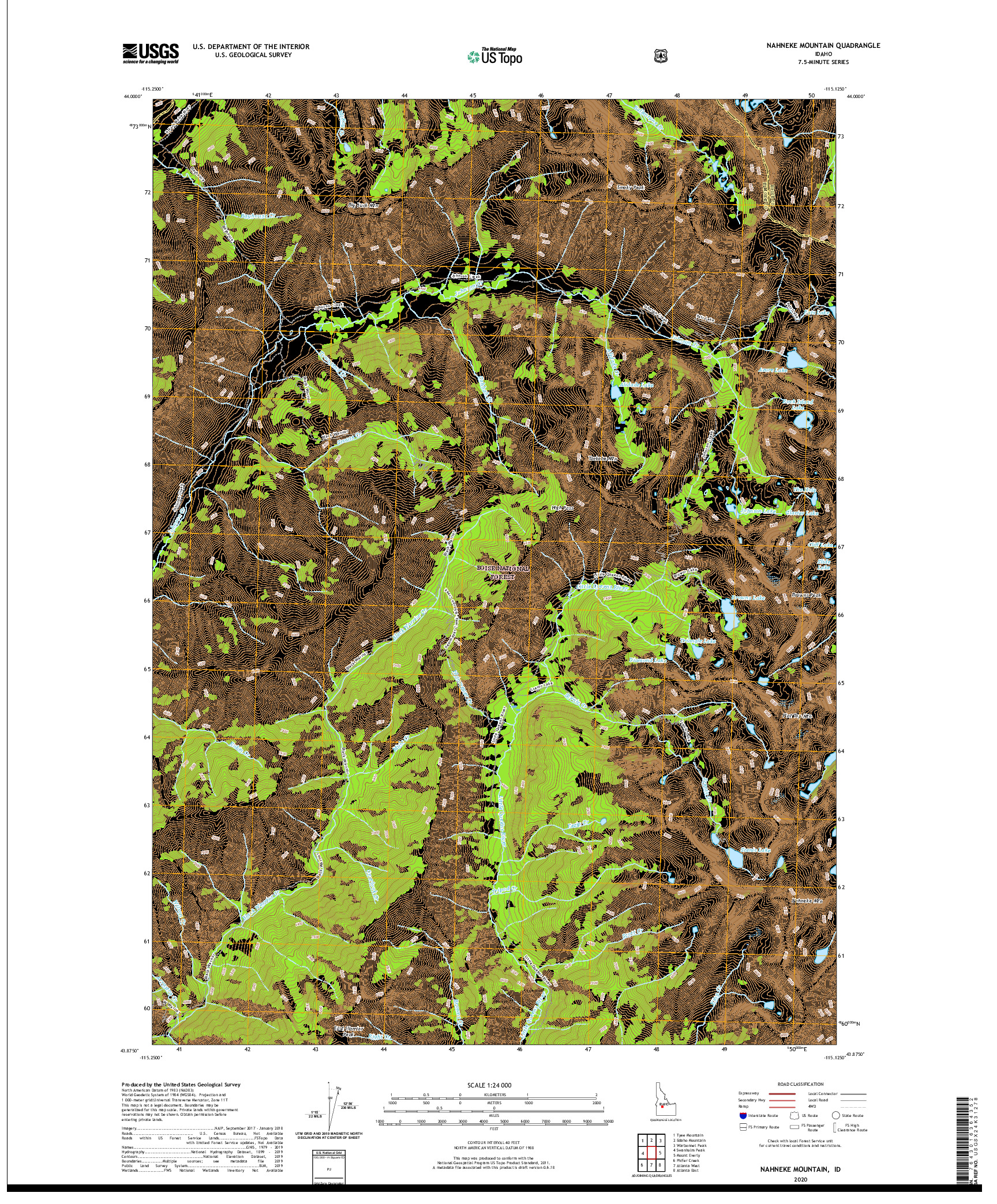USGS US TOPO 7.5-MINUTE MAP FOR NAHNEKE MOUNTAIN, ID 2020
