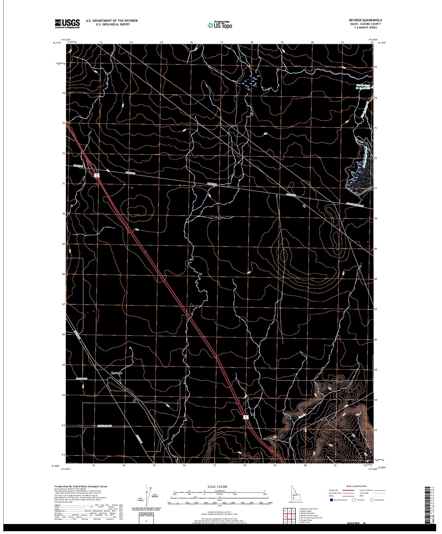 USGS US TOPO 7.5-MINUTE MAP FOR REVERSE, ID 2020