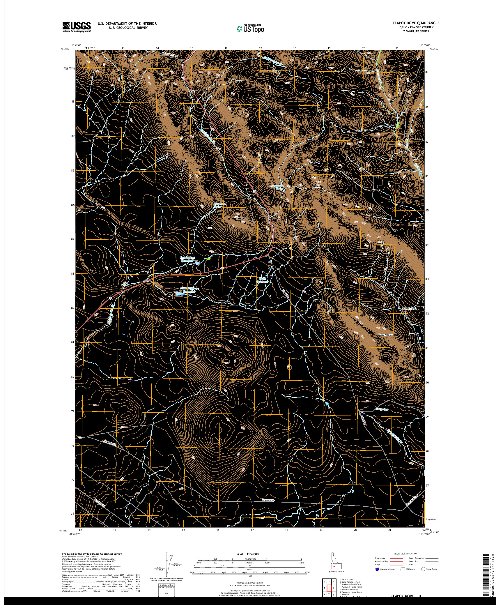 USGS US TOPO 7.5-MINUTE MAP FOR TEAPOT DOME, ID 2020