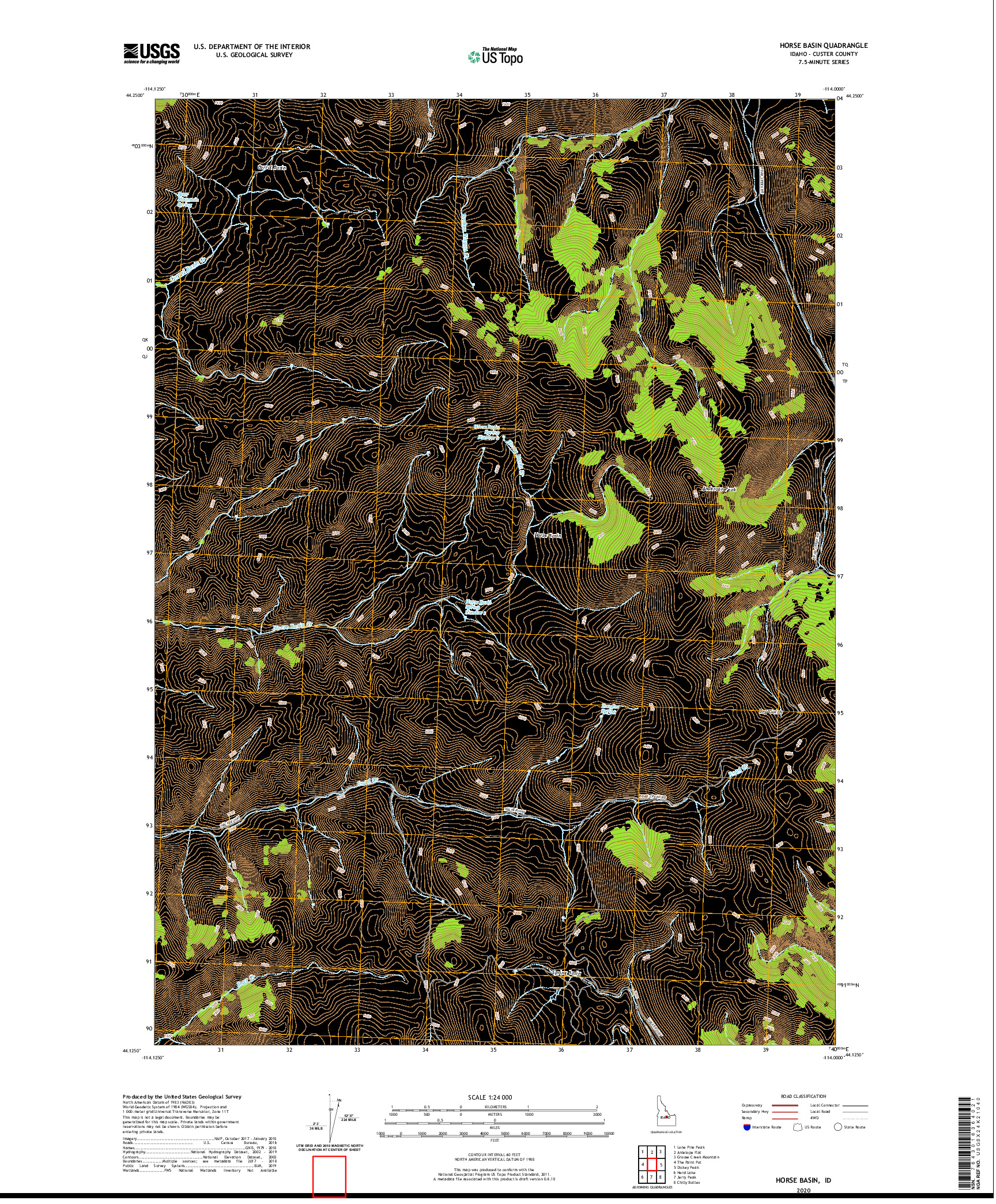 USGS US TOPO 7.5-MINUTE MAP FOR HORSE BASIN, ID 2020