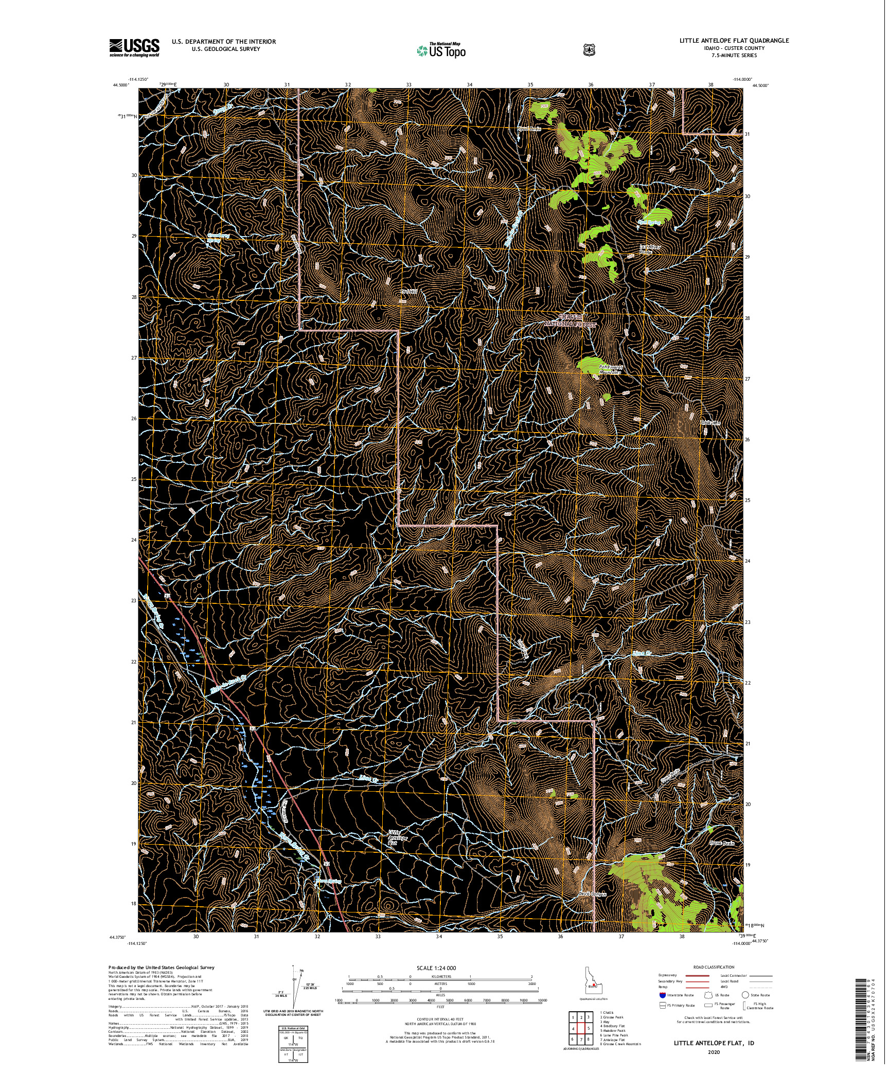 USGS US TOPO 7.5-MINUTE MAP FOR LITTLE ANTELOPE FLAT, ID 2020