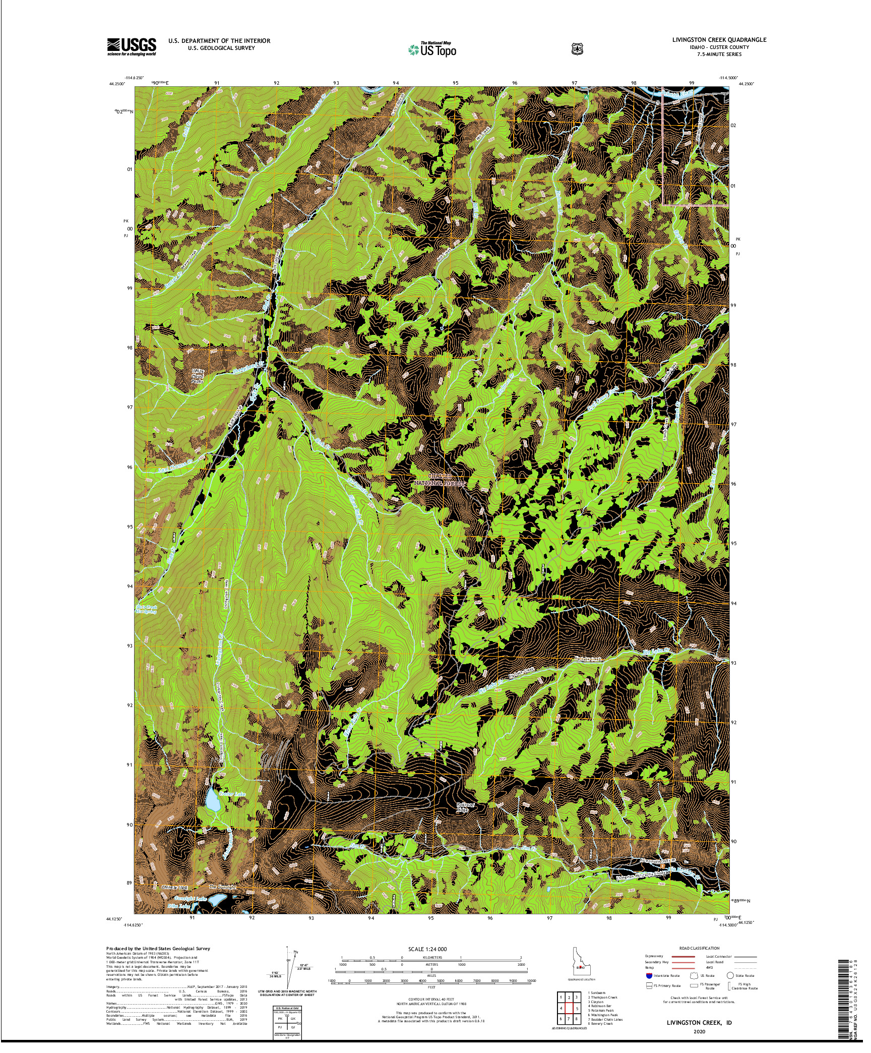 USGS US TOPO 7.5-MINUTE MAP FOR LIVINGSTON CREEK, ID 2020